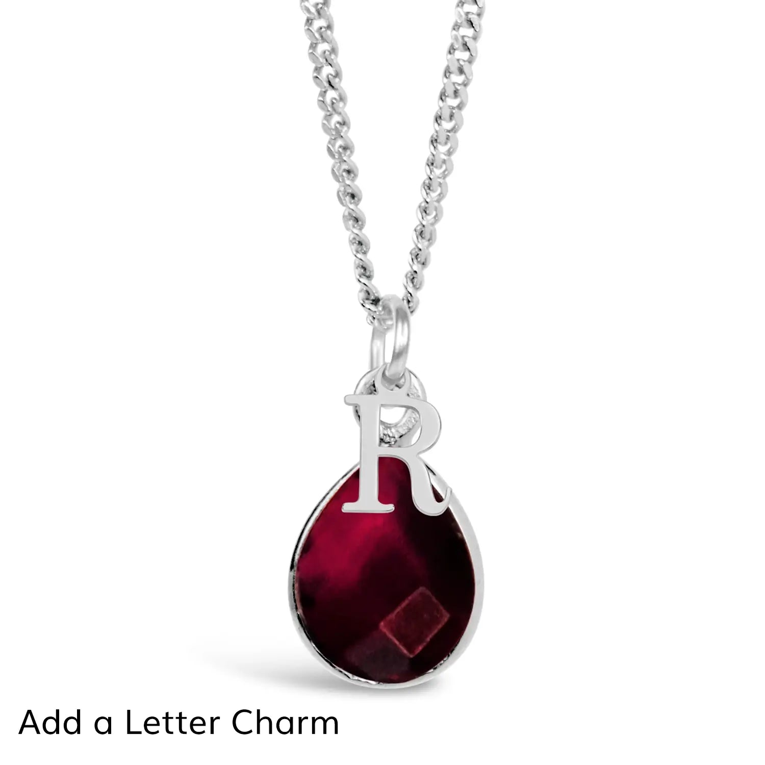 Garnet Charm Necklace - Sterling Silver January Birthstone Jewelry for Women - Perfect Gift for Birthday, Anniversary & Valentine's Day