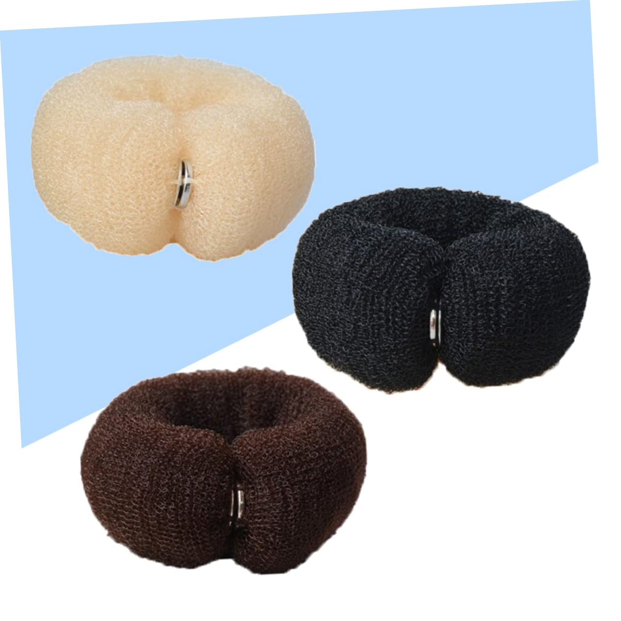 Mikinona 3Pcs Nylon Hair Bun Maker - Ponytail Holder & DIY Hair Styling Accessory - Soft Long Strip Design for Quick & Easy Updos - Perfect for Women's Hair Curling & Long-Lasting Styles (Great for Parties, Weddings & Everyday Use)