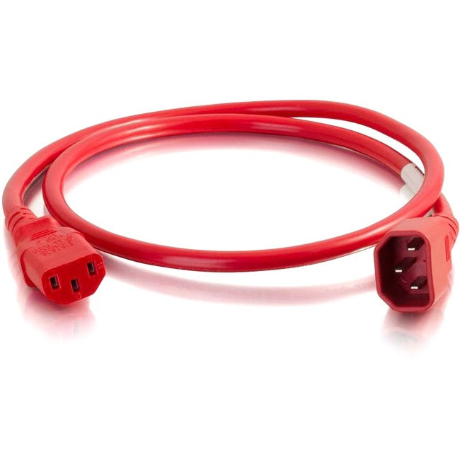 10Ft C14 to C13 14/3 SJT Red Power Cord - Heavy Duty Extension Cable for Servers, Computers & Data Centers - Perfect for Home Office, Gaming Setup & IT Equipment