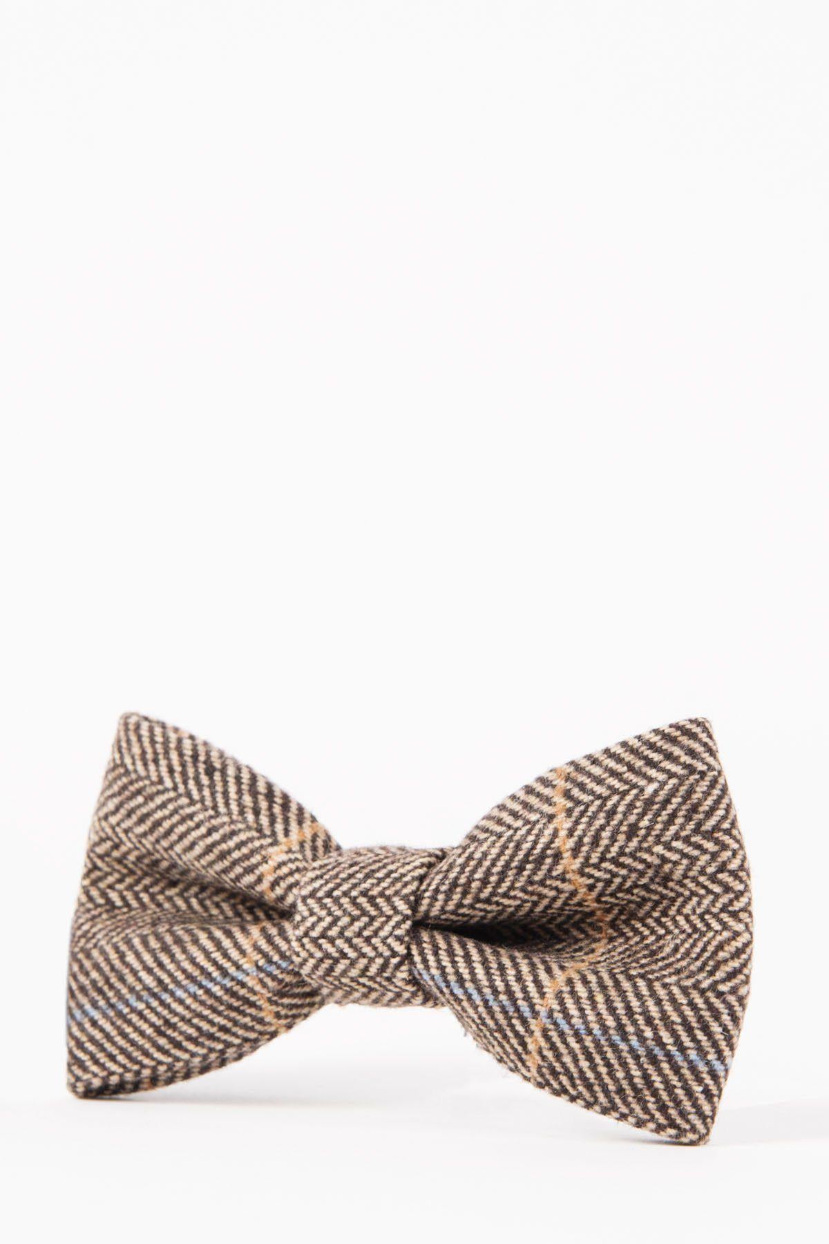 Stylish TED Tan Tweed Check Bow Tie for Men - Perfect for Weddings, Prom & Formal Events