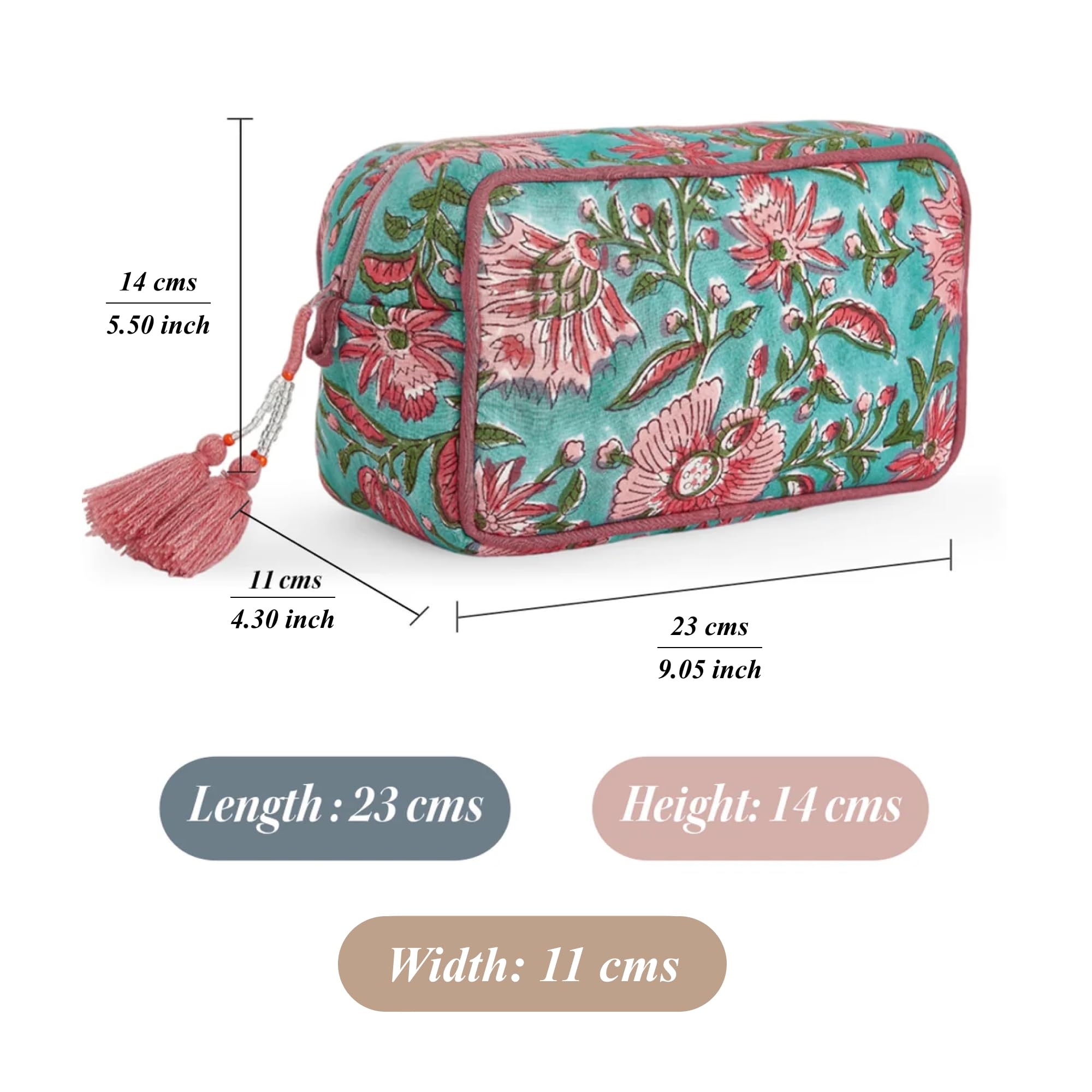Large Waterproof Travel Makeup Bag for Women - Spacious Cosmetic Organizer with Water-Resistant Lining - Portable Toiletry Pouch for Makeup Essentials (Green & Pink Floral) - Perfect for Vacation, Gym & Daily Use