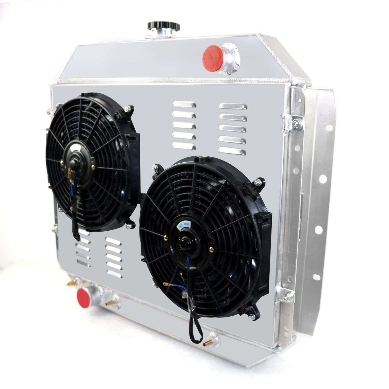 3 Row Aluminum Radiator with Shroud Fan & Relay Kit - Compatible with 1966-1979 Ford Bronco F100 F150 F250 F350 F500 V8 - Heavy Duty Cooling Upgrade for Off-Road, Towing & Hot Weather Driving