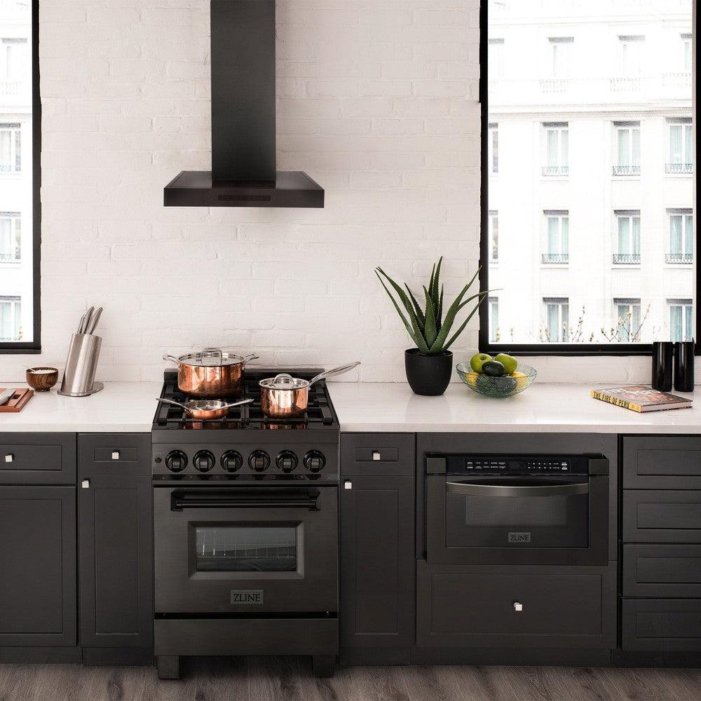 ZLINE BSKEN Black Stainless Steel Convertible Wall Mount Range Hood - Powerful Kitchen Ventilation for Gas Stoves & Cooking Areas