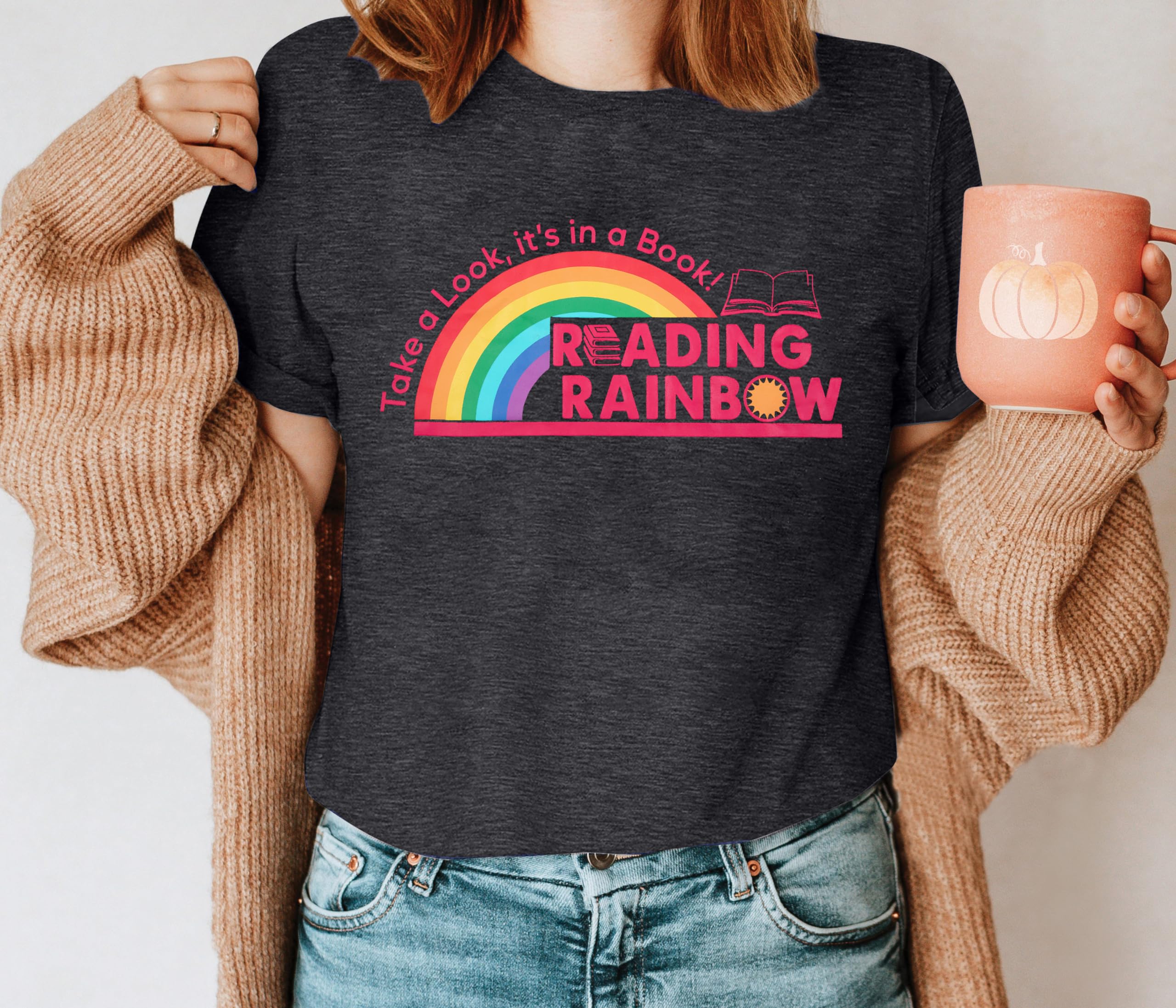 Reading Rainbow T-Shirt for Women - Book Lover Short Sleeve Tee with Inspirational Book Characters - Perfect for Teachers, Librarians & Book Club Meetings