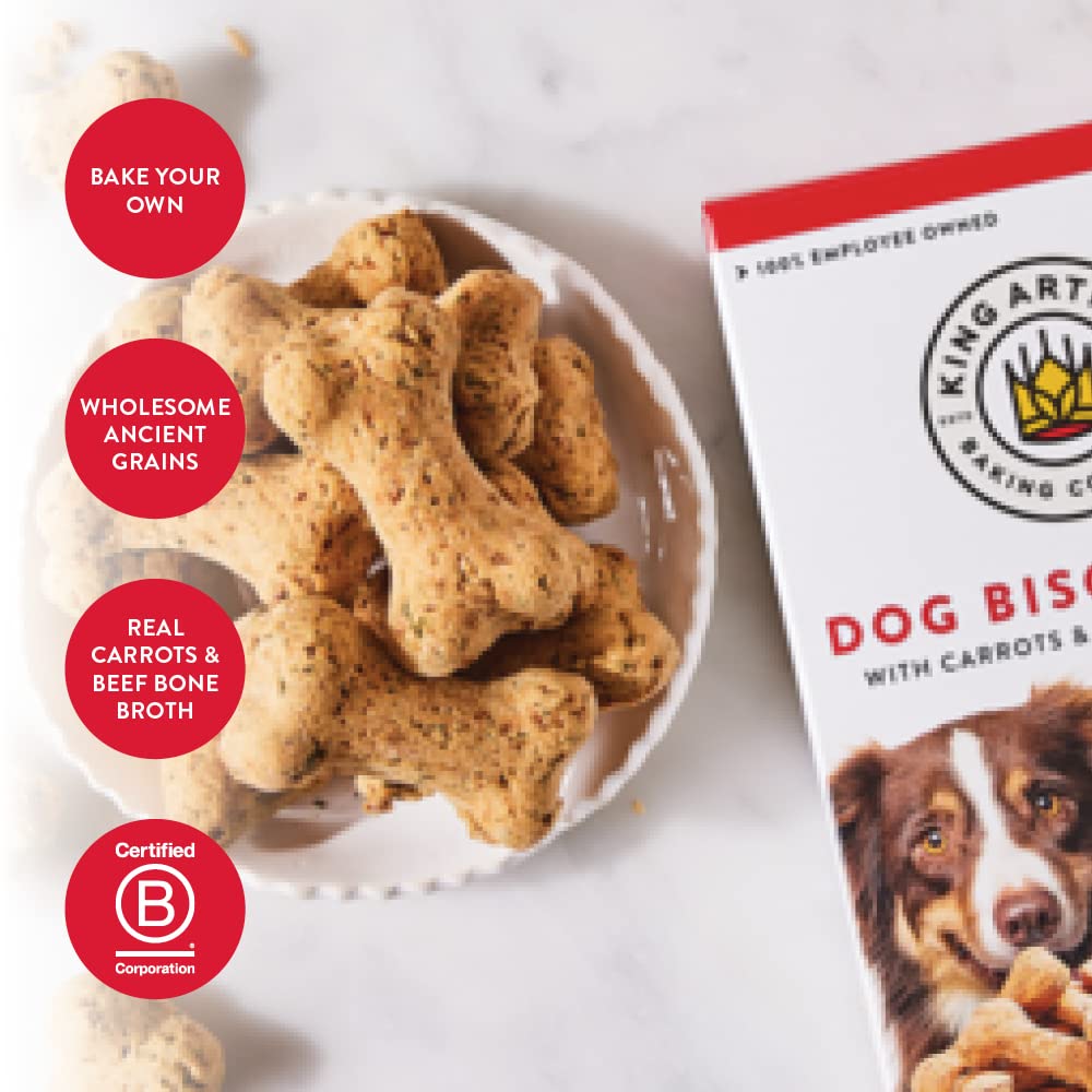 King Arthur Dog Biscuit Mix with Beef Bone Broth & Carrot - 12oz Homemade Dog Treats for Training, Rewards & Healthy Snacks