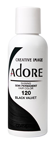 Adore Semi-Permanent Hair Dye #120 Black Velvet - 4oz (118ml) Vegan & Cruelty-Free Hair Color - Perfect for Dark Brunettes & Black Hair Touch-Ups at Home