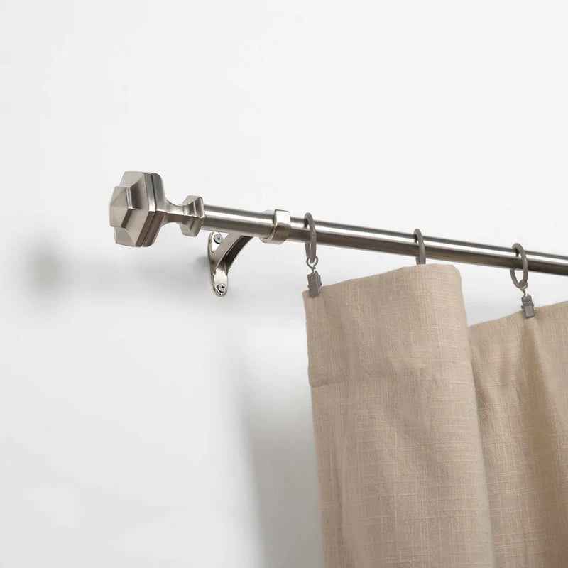 Silver Tuscan Expandable Curtain Rod - Adjustable Length 28-48 Inches, Rust-Resistant Metal Finishing for Living Room, Bedroom, Kitchen Windows - Perfect for Sheer, Blackout & Thermal Drapes