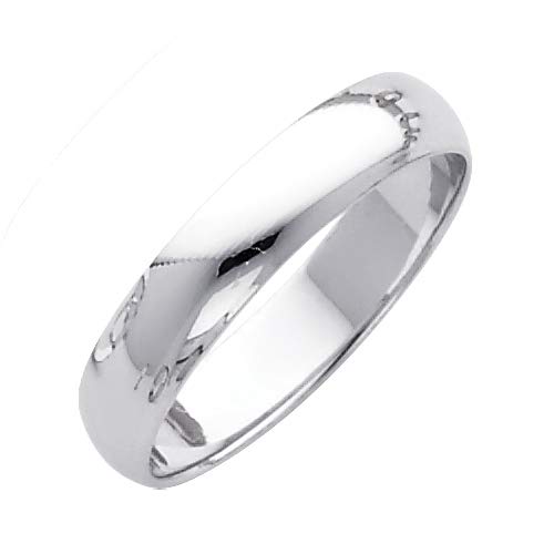 14K White Gold 4mm Plain Wedding Band Ring for Women - Size 4-12 - Elegant Bridal Jewelry Gift for Engagement, Anniversary & Everyday Wear