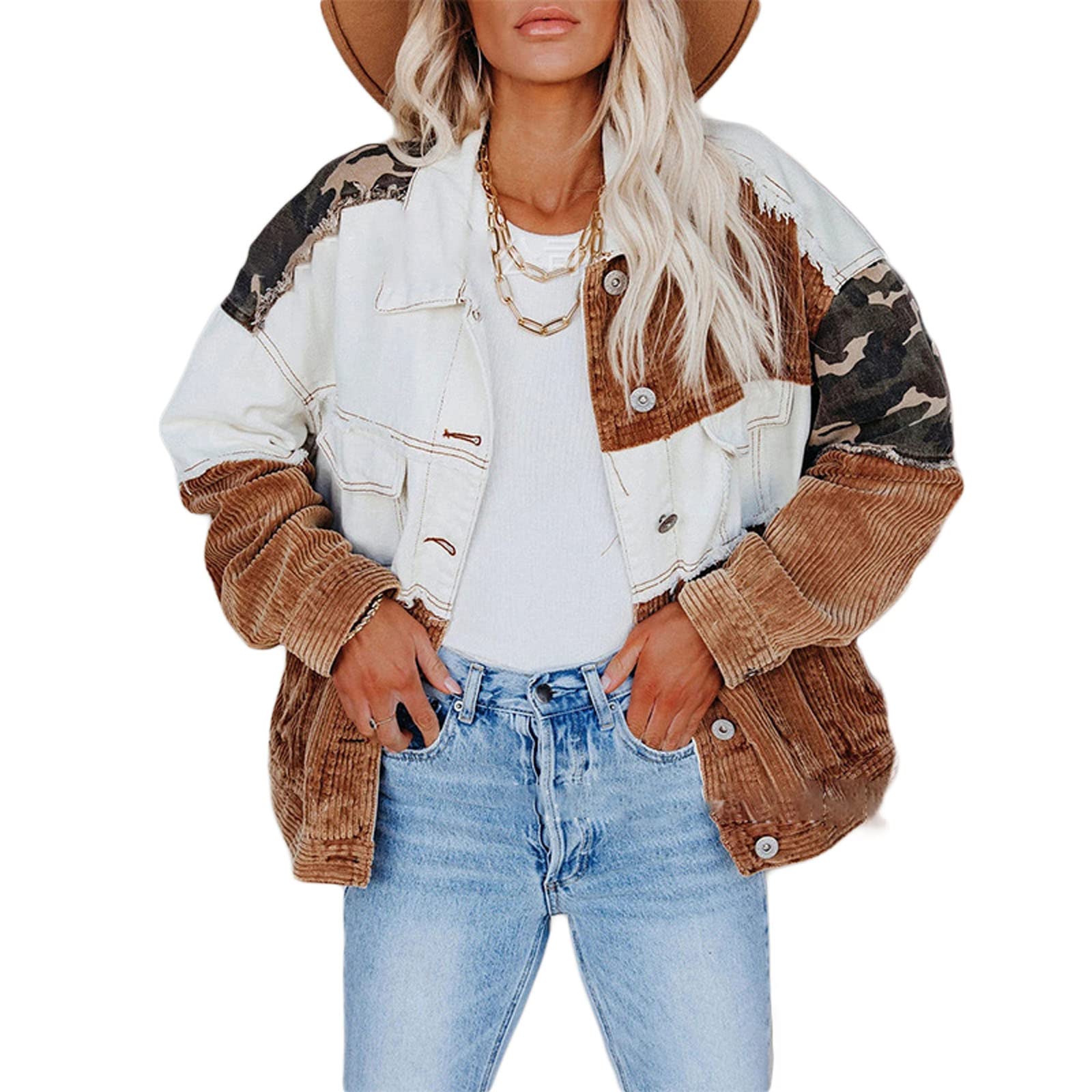 Women's Corduroy Shirt Jacket - Long Sleeve Button Down Oversized Coat with Pocket | Casual Boyfriend Style Outerwear for Fall & Winter | Perfect for Layering, Office Wear and Weekend Outings