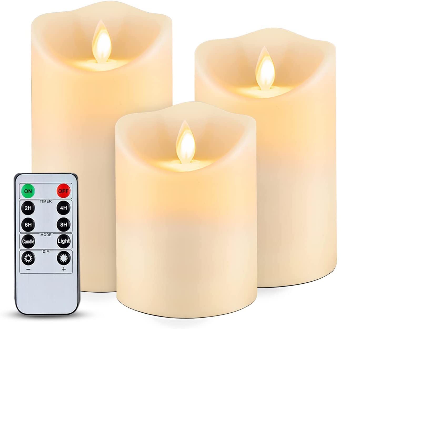 Flameless LED Candles with Remote & Timer - Real Wax Battery Operated Pillar Candles (3.25