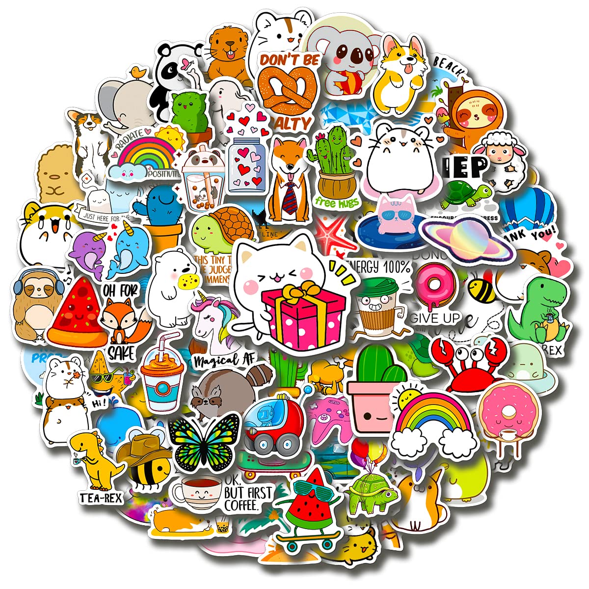 100Pcs Cute Aesthetic Vinyl Waterproof Stickers - Anime Decals for Laptop, Water Bottle, Phone, Skateboard, Bumper - Fun Stickers for Kids, Teens & Adults - Perfect for School, Office, DIY Crafts & Personalizing Devices