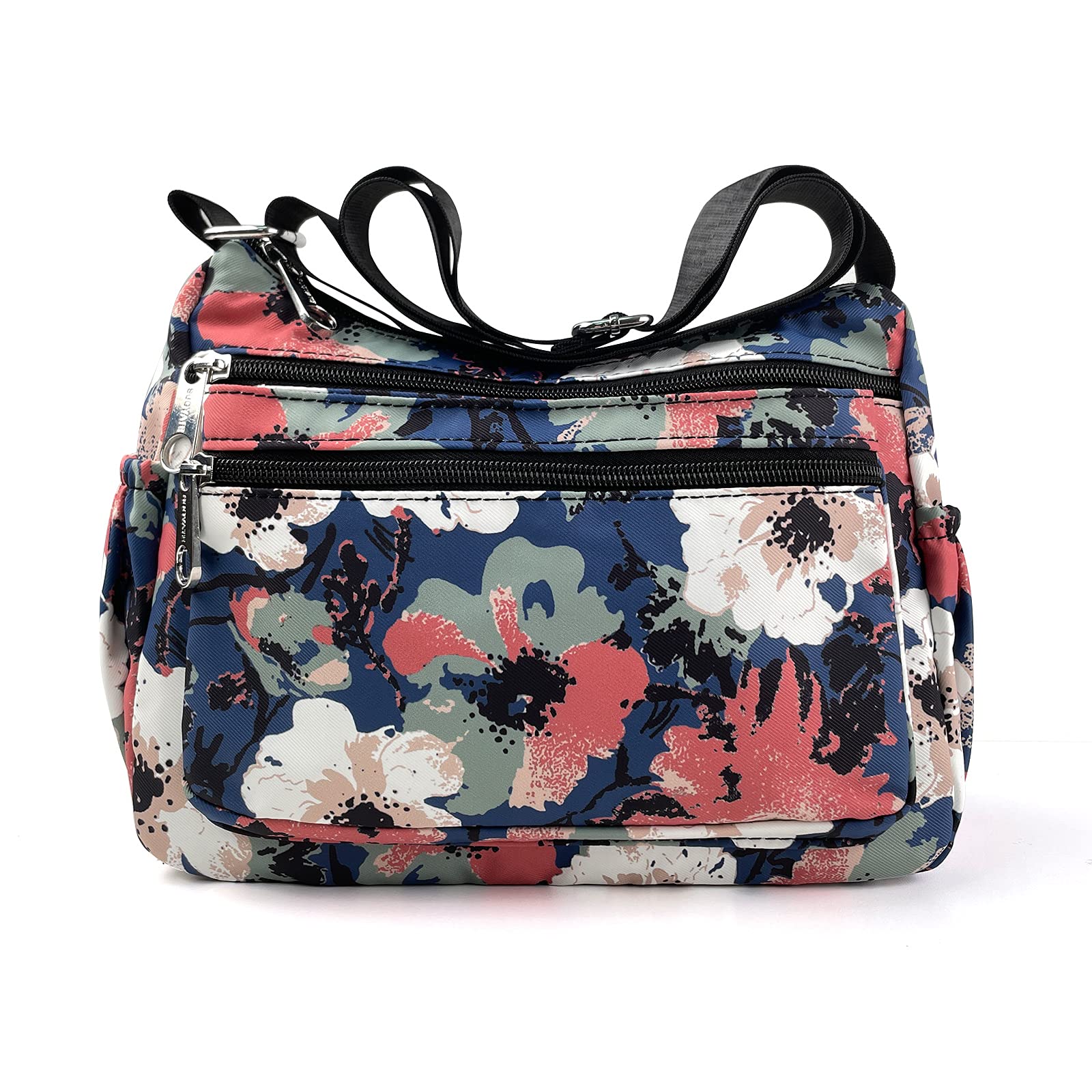 NOTAG Women's Nylon Floral Shoulder Bag - Water Resistant Crossbody Purse with Multiple Pockets | Perfect for Work, Travel & Daily Use
