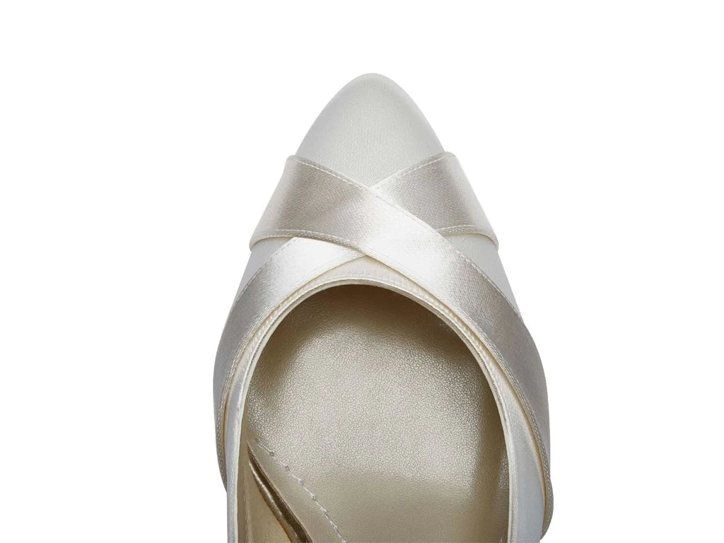 Ivory Satin Wedding Shoes by Rainbow Club - Low Heel Lexi Style (Size 4) | Perfect for Bridal Ceremonies, Photoshoots & Special Occasions