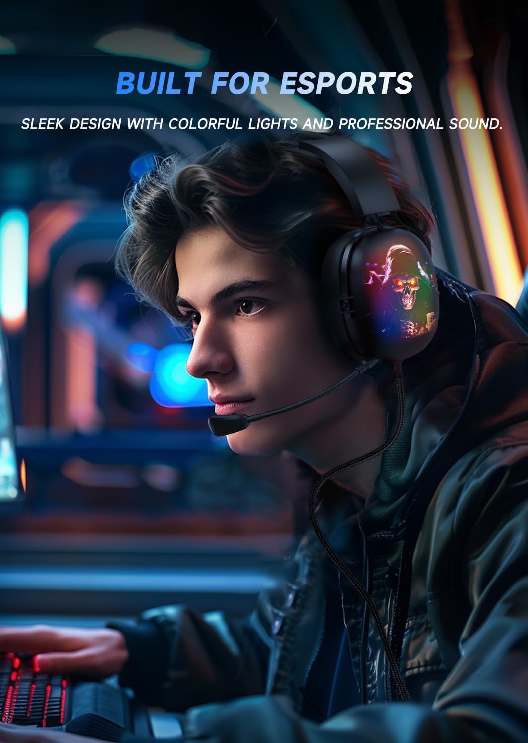 RYR USB Gaming Headset for PC & PS5 - Noise Cancelling Mic, 7.1 Surround Sound, RGB Lighting, 50mm Drivers - Wired Headphones for PS4, Mac, Laptop (Black) | Perfect for Competitive Gaming & Streaming