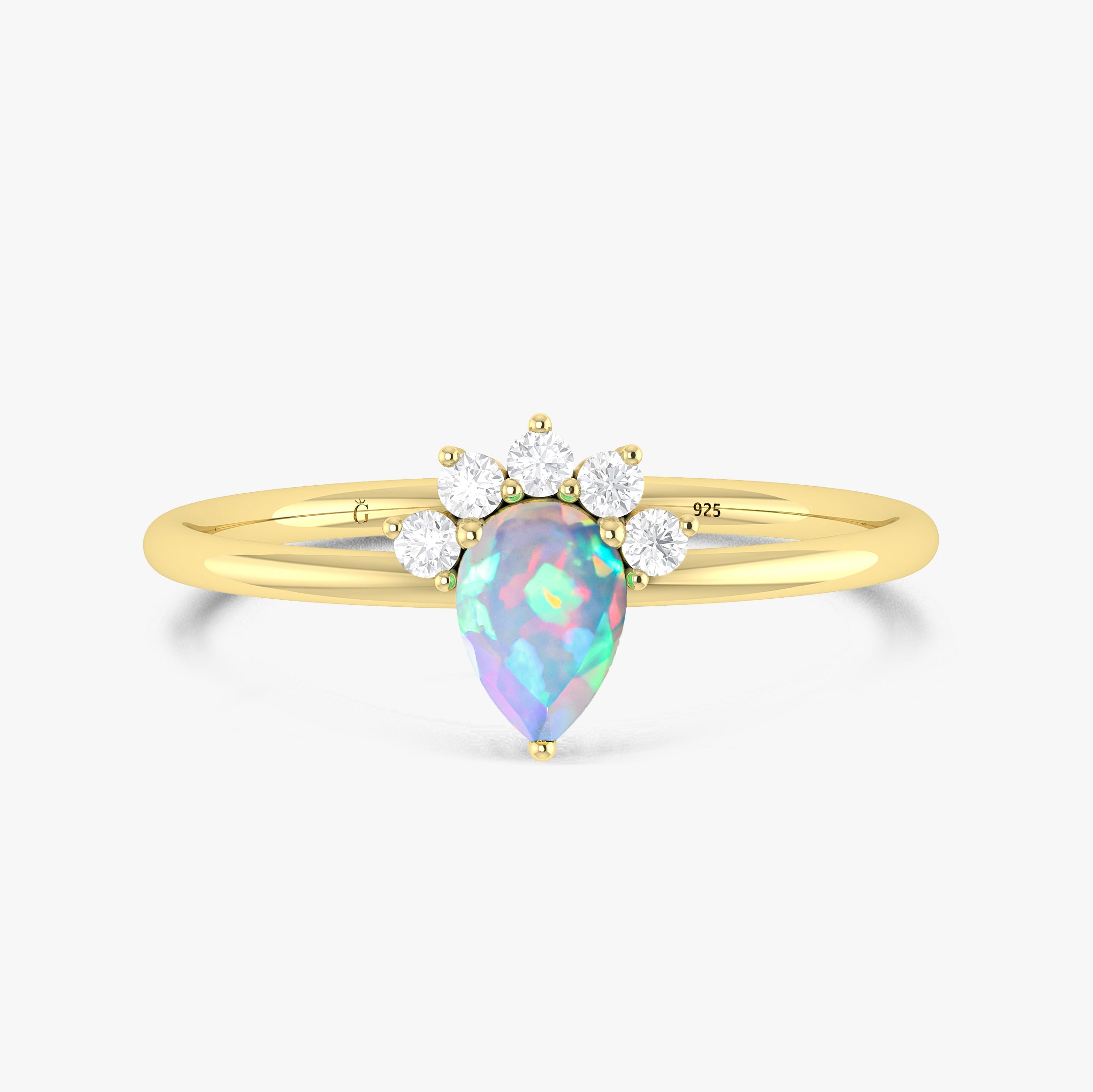 Fire White Opal Pear Gemstone Ring – Elegant Handmade Jewelry for Women, Perfect for Weddings, Anniversaries & Special Occasions