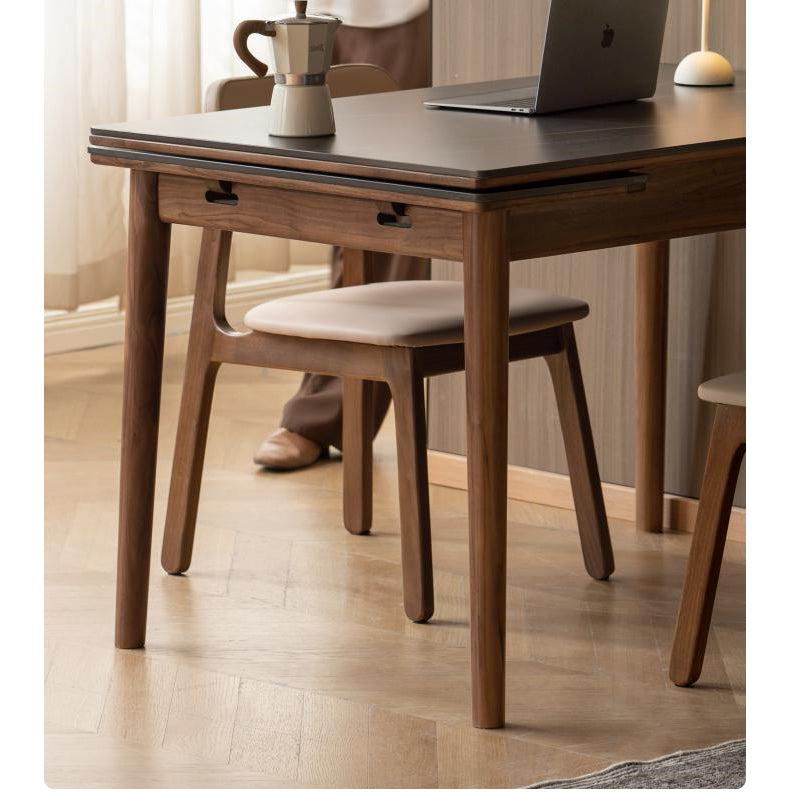 Solid Black Walnut Foldable Dining Table - Handcrafted Wooden Rock Plate for Kitchen, Dining Room & Small Spaces | Rustic Farmhouse Style Furniture