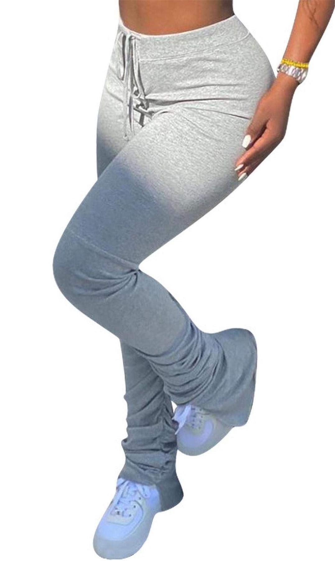 Women's High Waist Yoga Pants - Long Workout Joggers for Running, Gym & Lounge - Stretchy Athletic Sweatpants with Stacked Leg Design - Perfect for Yoga, Pilates & Casual Wear