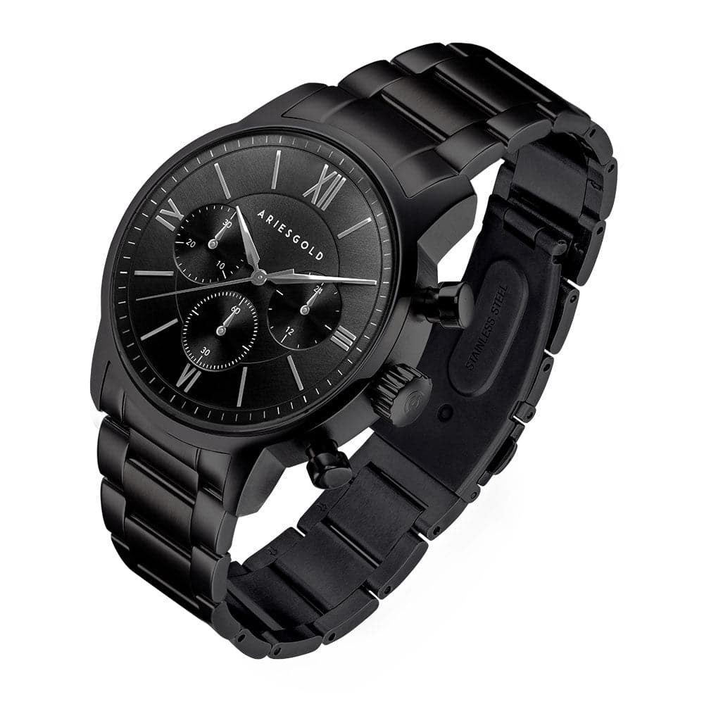 ARIES GOLD URBAN ETERNAL Black Stainless Steel Men's Watch G 1027 BK - Stylish Dress Watch for Business, Formal Occasions & Everyday Wear