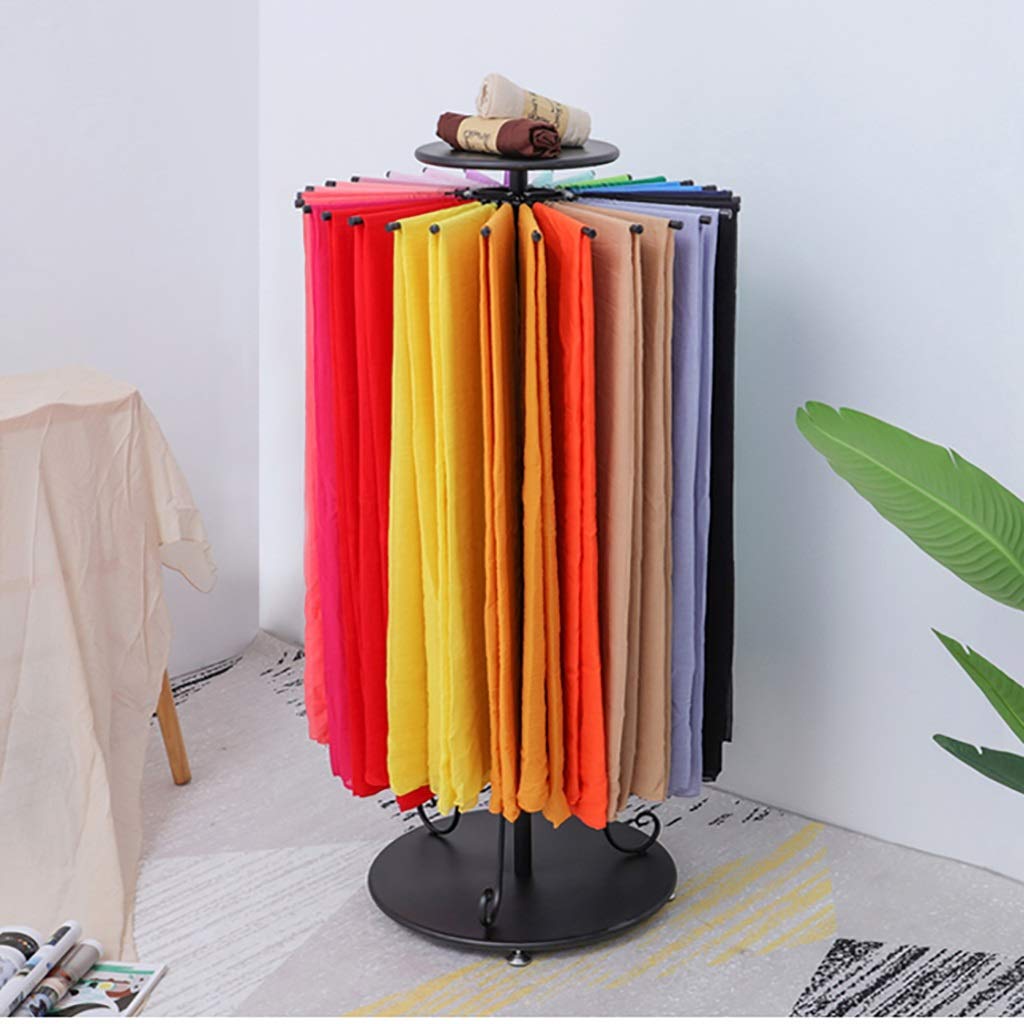 Rotatable Scarf Display Stand with 30/45 Arms - Adjustable Jewelry & Belt Organizer Rack - Iron Finished Floor Storage Stand (70x122x50cm) - Perfect for Boutique, Retail Store & Home Closet Organization