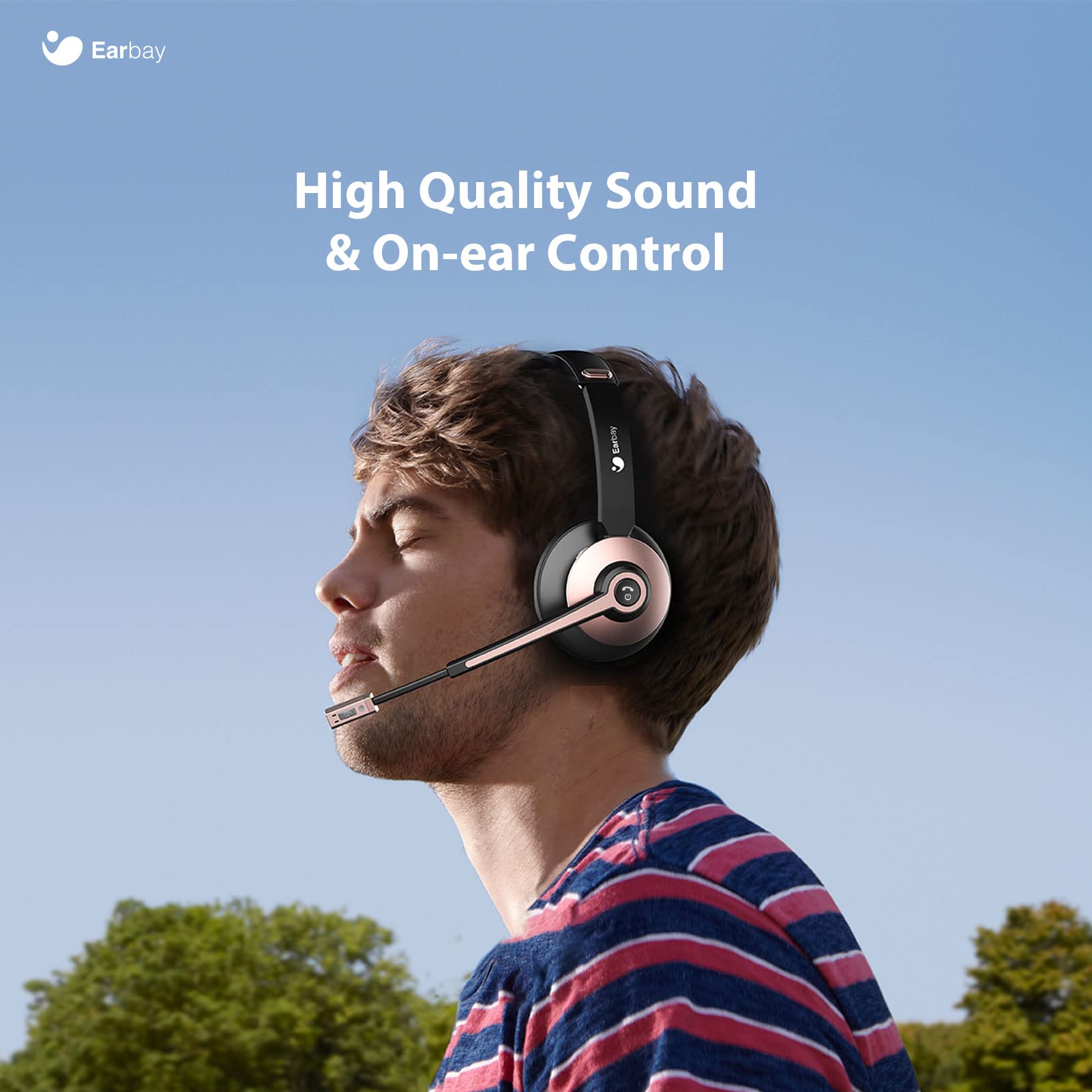 Wireless Bluetooth Headphones with Microphone - Noise Cancelling On-Ear Headset for PC/Laptop, 26H Playtime & Dual Connect - Ideal for Zoom, Microsoft Teams, Skype Calls, Gaming & Remote Work