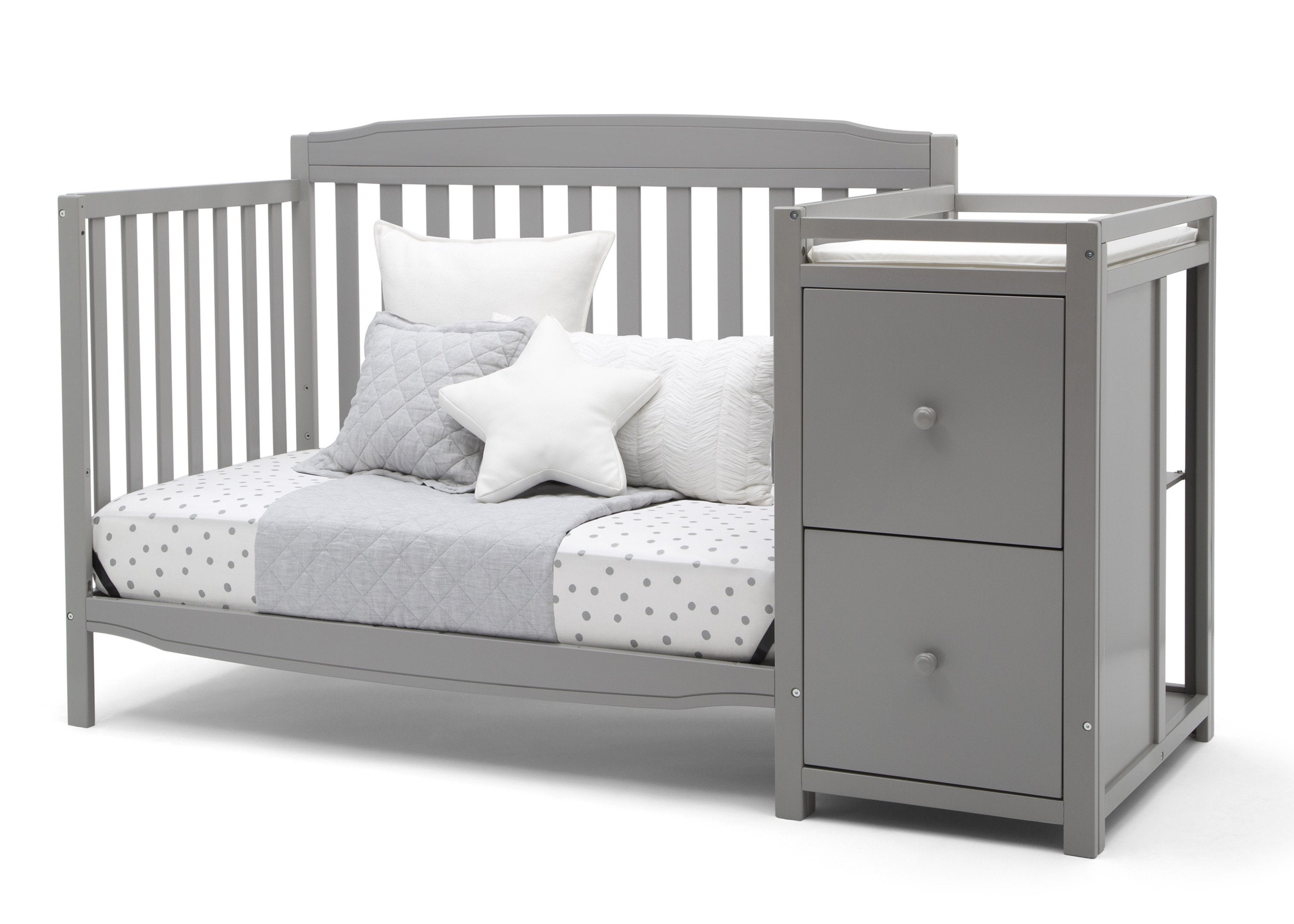 6-in-1 Convertible Mason Crib with Changer - Baby Nursery Essentials for Newborn to Toddler | Perfect for Small Spaces & Modern Nurseries