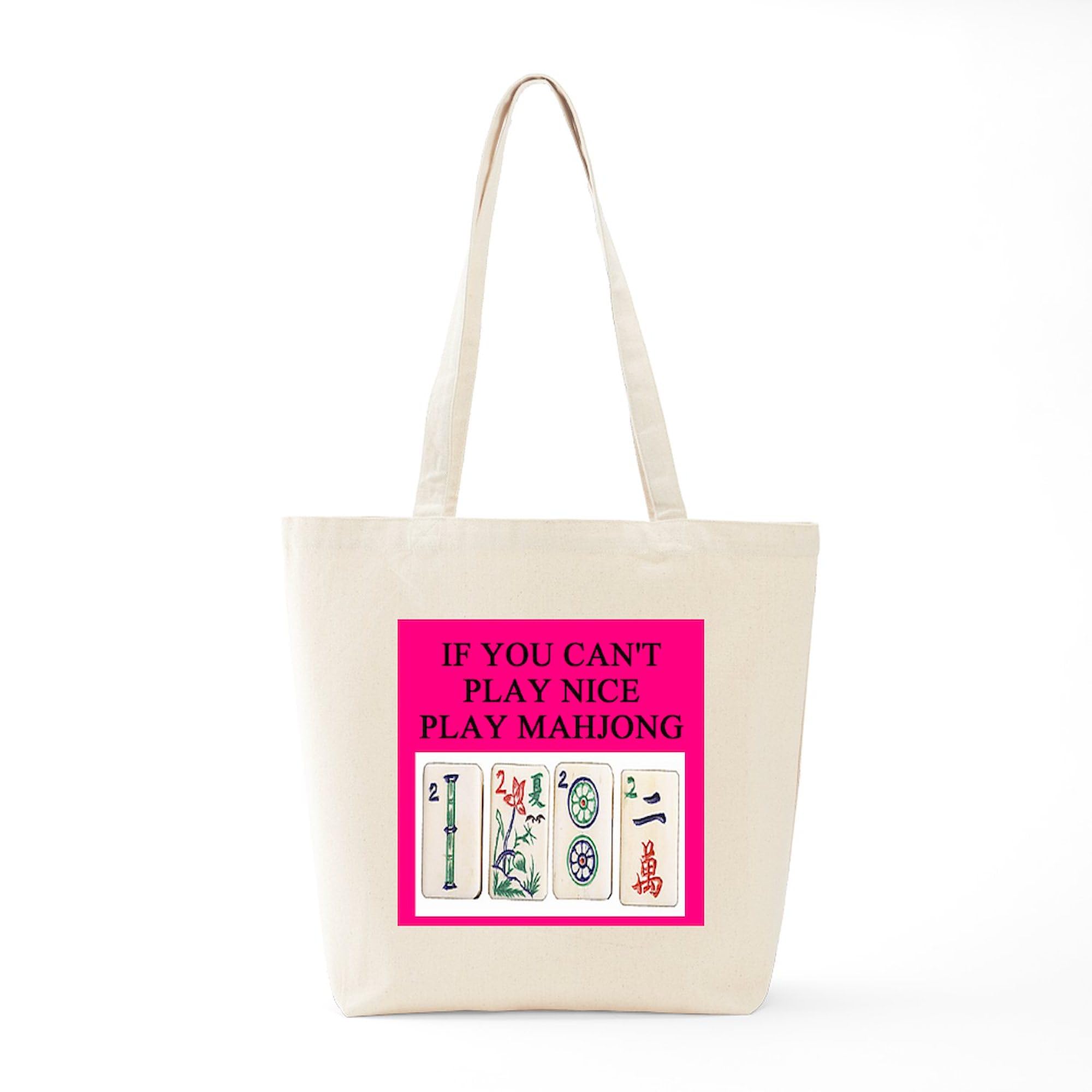 Mahjong Player Gifts - Funny Mahjong T-Shirts & Reusable Canvas Tote Bag - Eco-Friendly Shopping Bag for Groceries, Beach & Daily Use