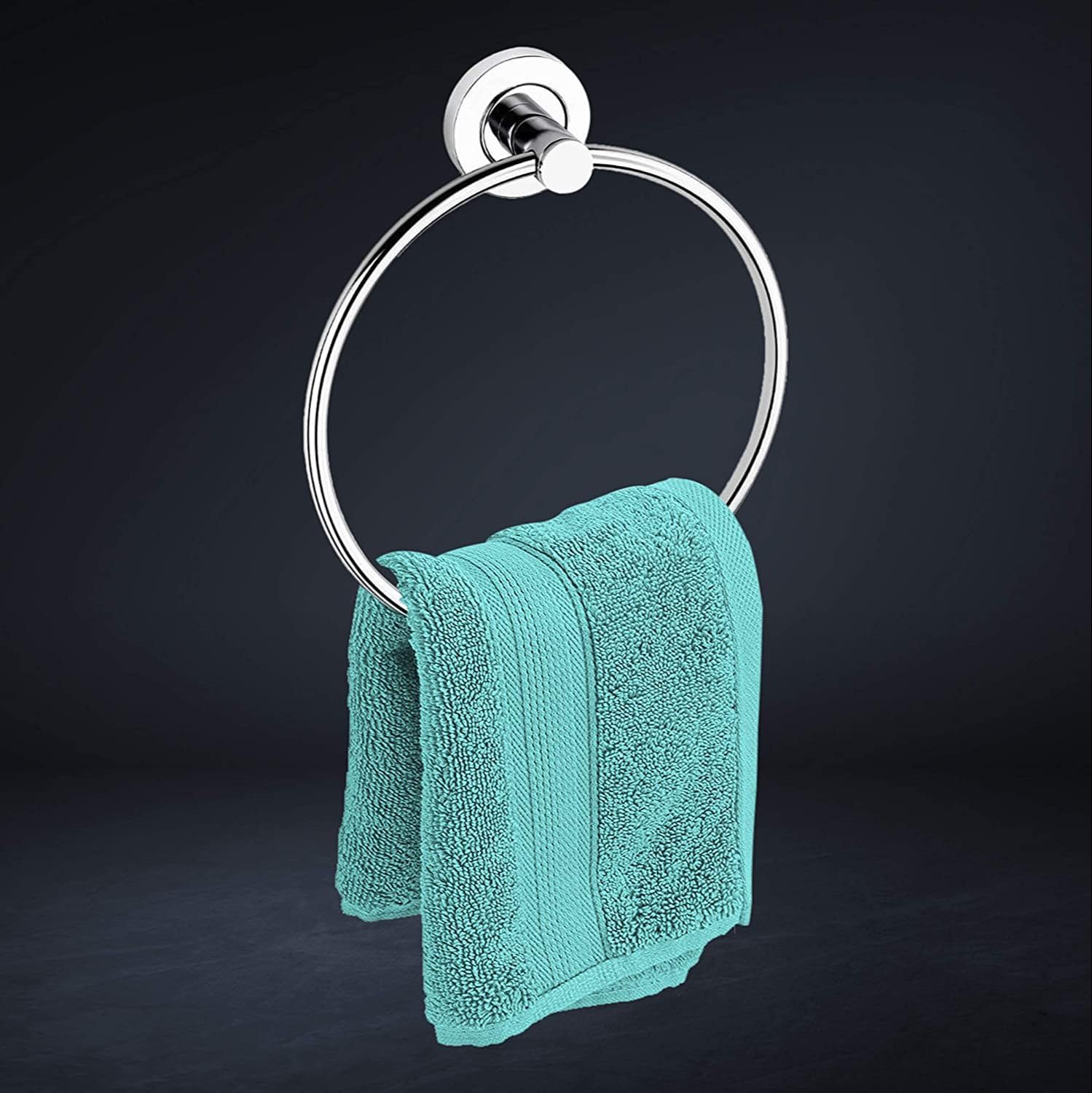 WEKTU Chrome Round Stainless Steel Towel Ring - Bathroom & Kitchen Napkin Holder, Towel Hanger for Home Decor - Durable Metal Stand Accessory (Pack of 1) - Perfect for Bathrooms, Kitchens, Restaurants & Hotels