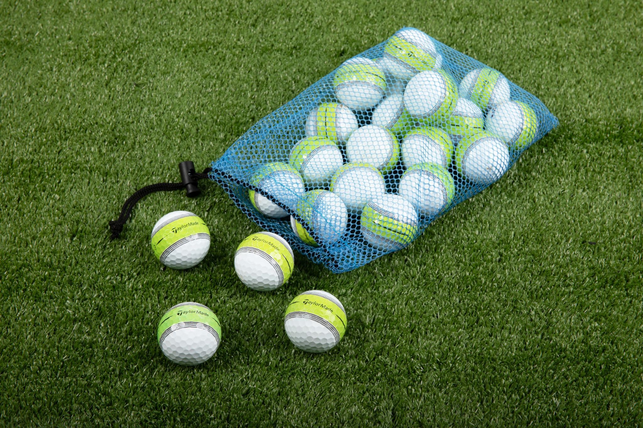 **Recycled & Used Golf Balls Mix for Taylormade Tour Response 2022 - Eco-Friendly Clean Green Golf Balls with Stripes | Includes Reusable Drawstring Bag | Perfect for Practice, Driving Range & Casual Play**