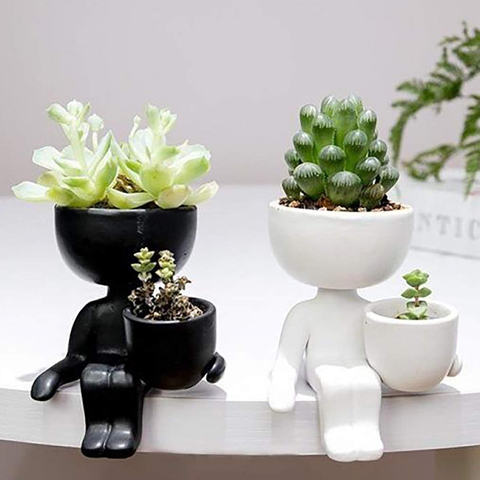 3 Inch Personalized Little People Ceramic Flower Pot - Mini Succulent & Plant Pots - Custom Gift for Lover & Family - Perfect for Home Decor, Office Desk & Garden Planting