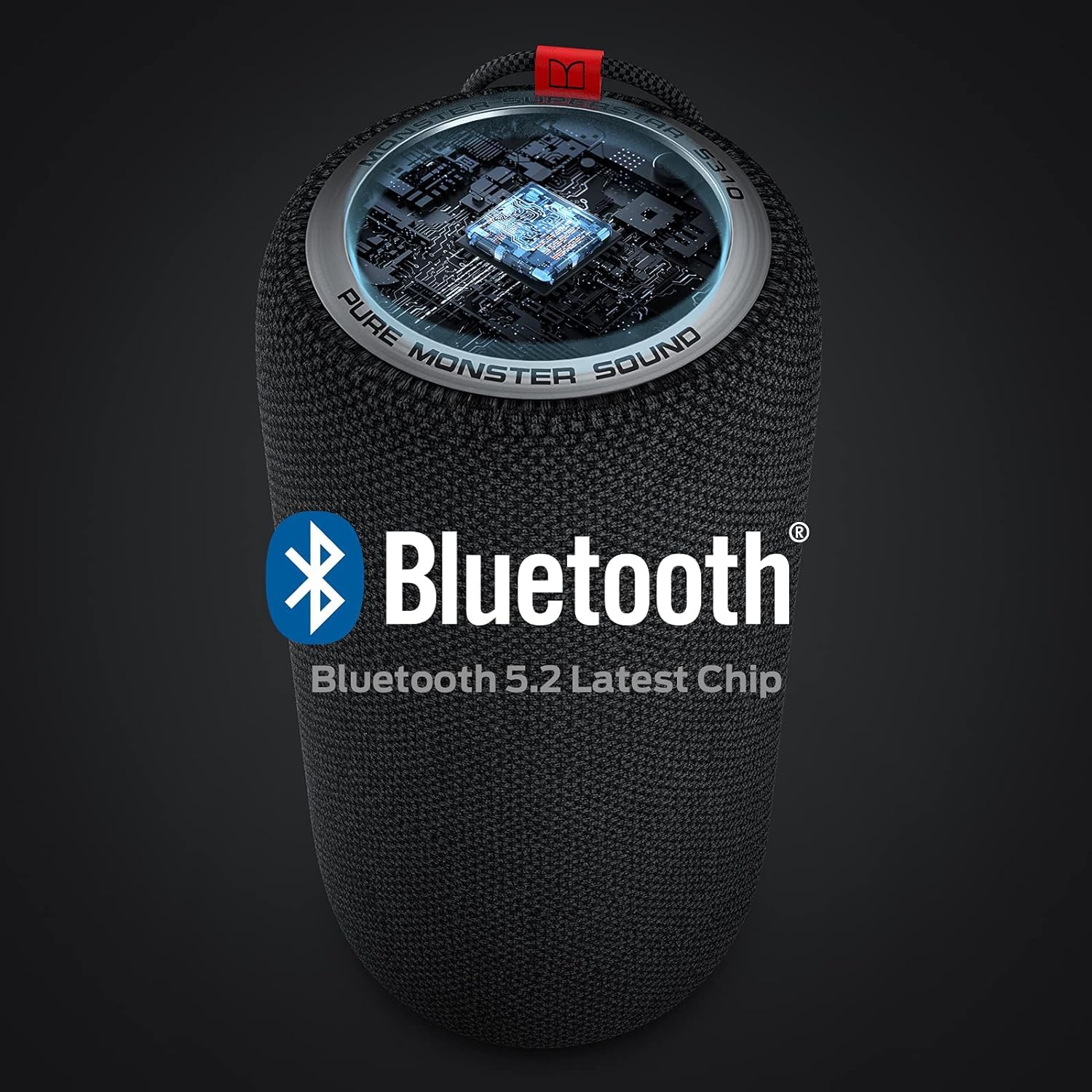 Monster S310 Bluetooth Speaker - 30W Portable Wireless Speaker with True Stereo Pairing, IPX5 Waterproof, Bluetooth 5.2, Built-in Mic, 24H Battery - Perfect for Outdoor, Camping, Beach & Home Use (Black)