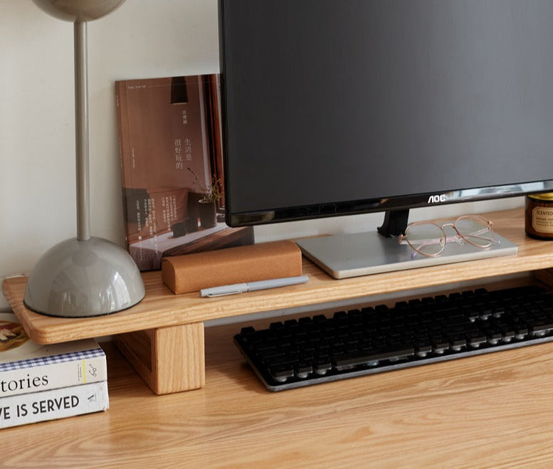 Premium Black Walnut & Oak Solid Wood Laptop Stand - Adjustable Height Ergonomic Computer Riser for Desk, Home Office, or Workspace - Space-Saving Shelf Organizer for MacBook, Notebooks & Accessories