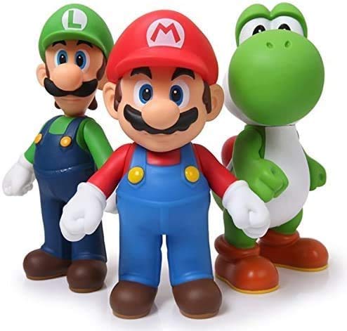 JoySee Super Mario Bros Action Figures Set - 3 Pcs (Luigi, Mario, Yoshi) 4.7