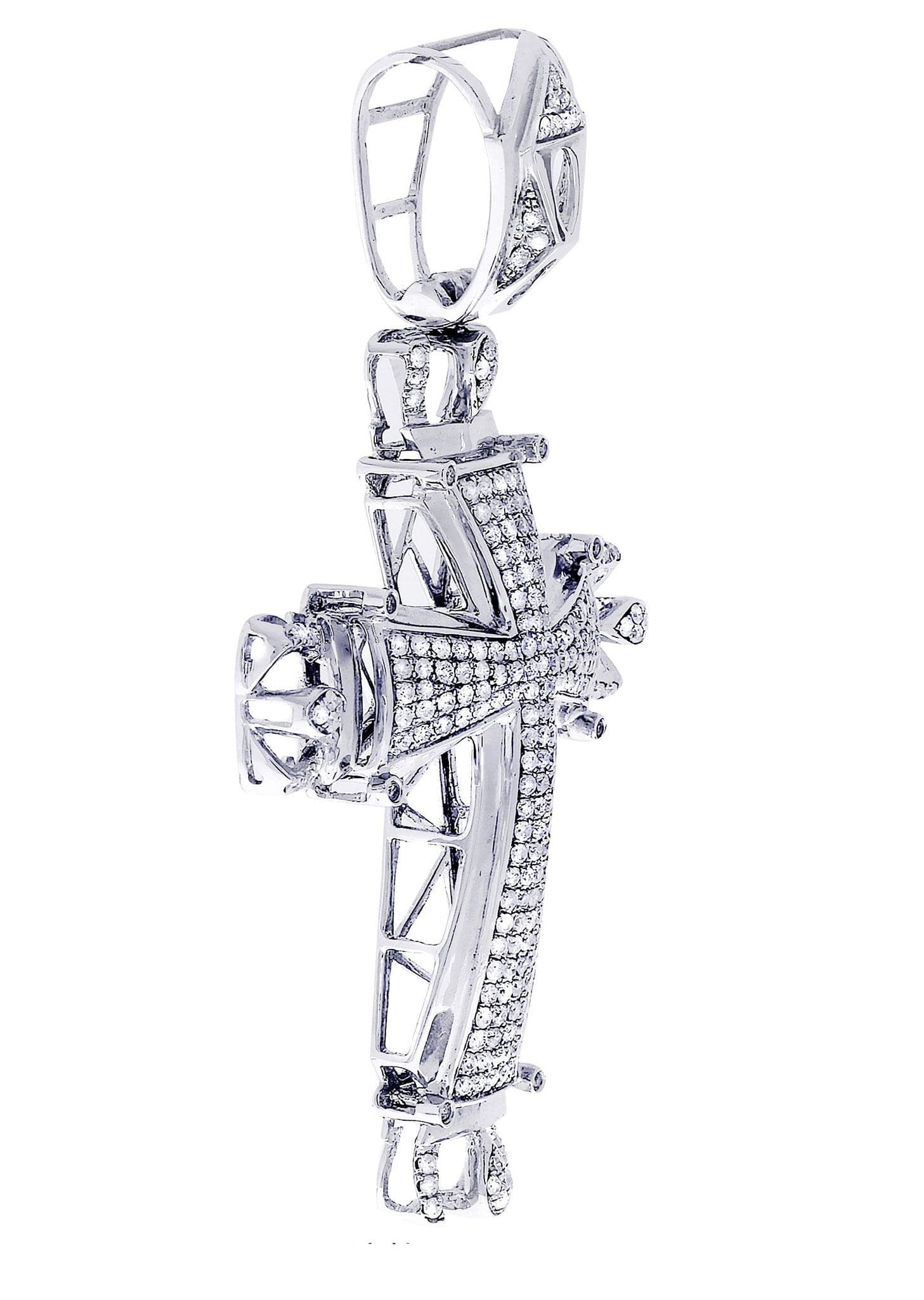 2.01 Carat Diamond Cross Pendant Necklace - 17.84 Grams Solid Gold Religious Jewelry for Women - Perfect for Church, Baptism & Special Occasions