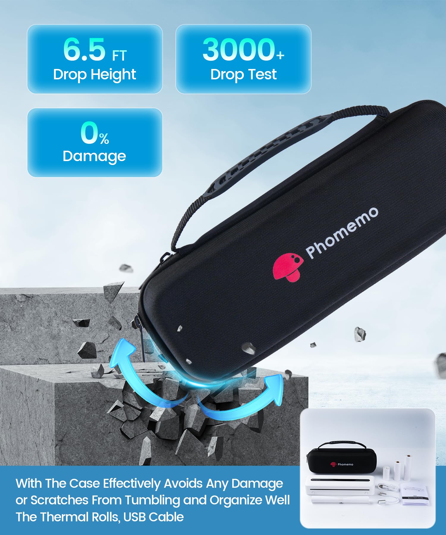 Phomemo M832 Wireless Portable Thermal Printer - Inkless Mini Printer for Travel, Business & Office Use | Compatible with iPhone, Android & Laptop | Print US Letter Size Receipts, Labels & Notes | Perfect for On-the-Go Printing, Home Office & School Projects