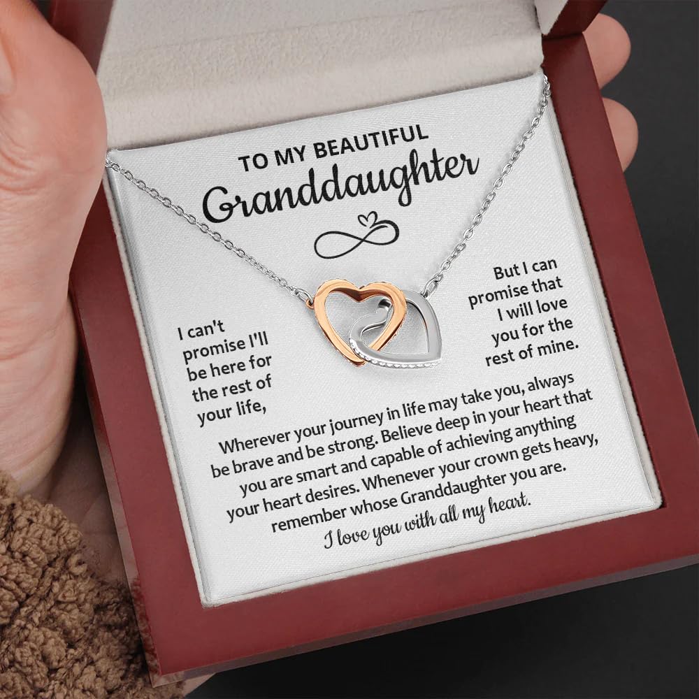 Interlocking Heart Necklace for Granddaughter - Meaningful Jewelry Gift from Grandma or Grandpa | Birthday & Graduation Present | Perfect for Special Occasions & Family Bonding
