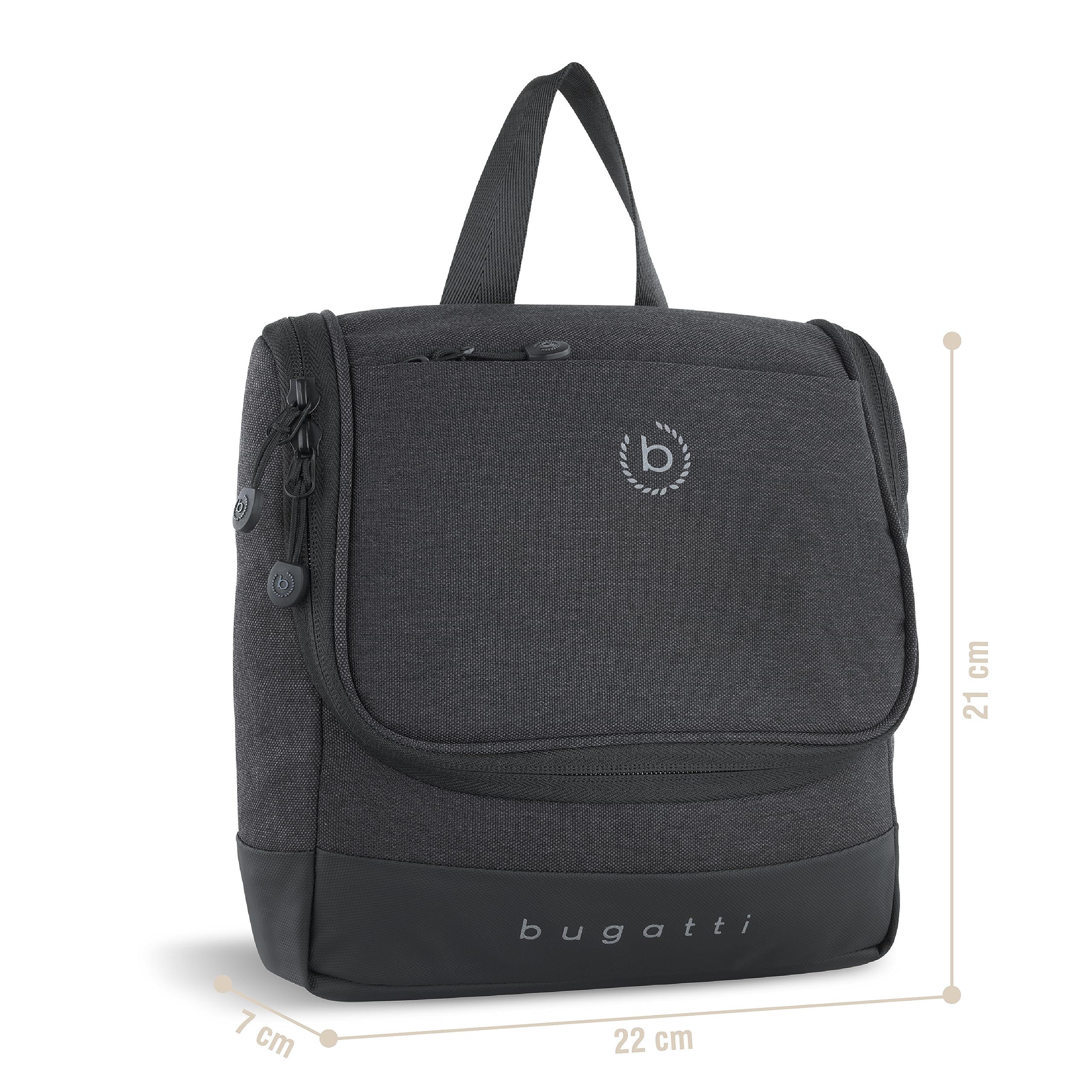 Bugatti Unisex Travel Toiletry Bag for Men & Women - Waterproof Cosmetic Organizer with Hanging Hook - Perfect for Gym, Travel, and Business Trips