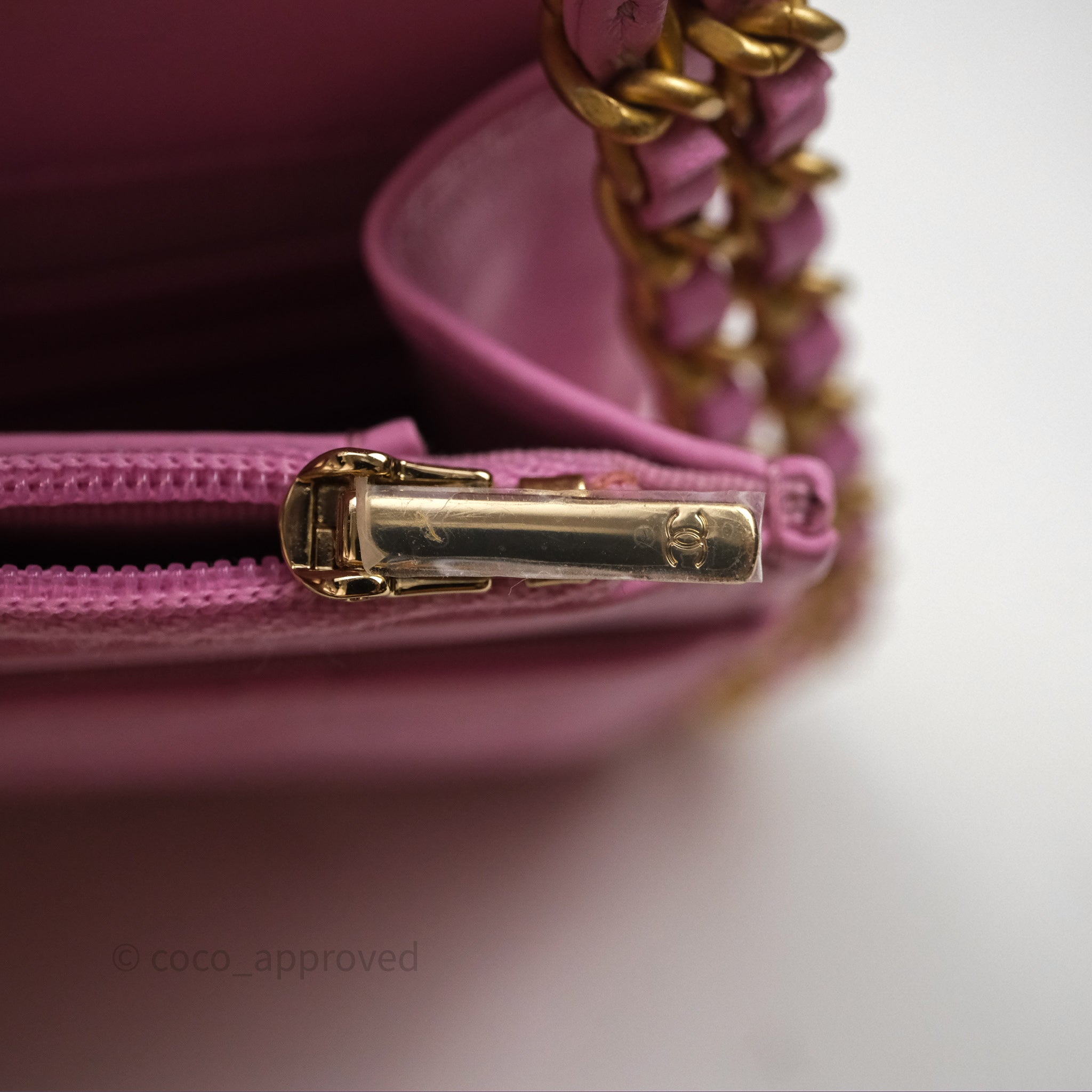 Chanel CC Chain Wallet On Chain WOC in Pink Lambskin with Aged Gold Hardware - Luxury Crossbody Bag for Women, Perfect for Evening Out & Special Occasions