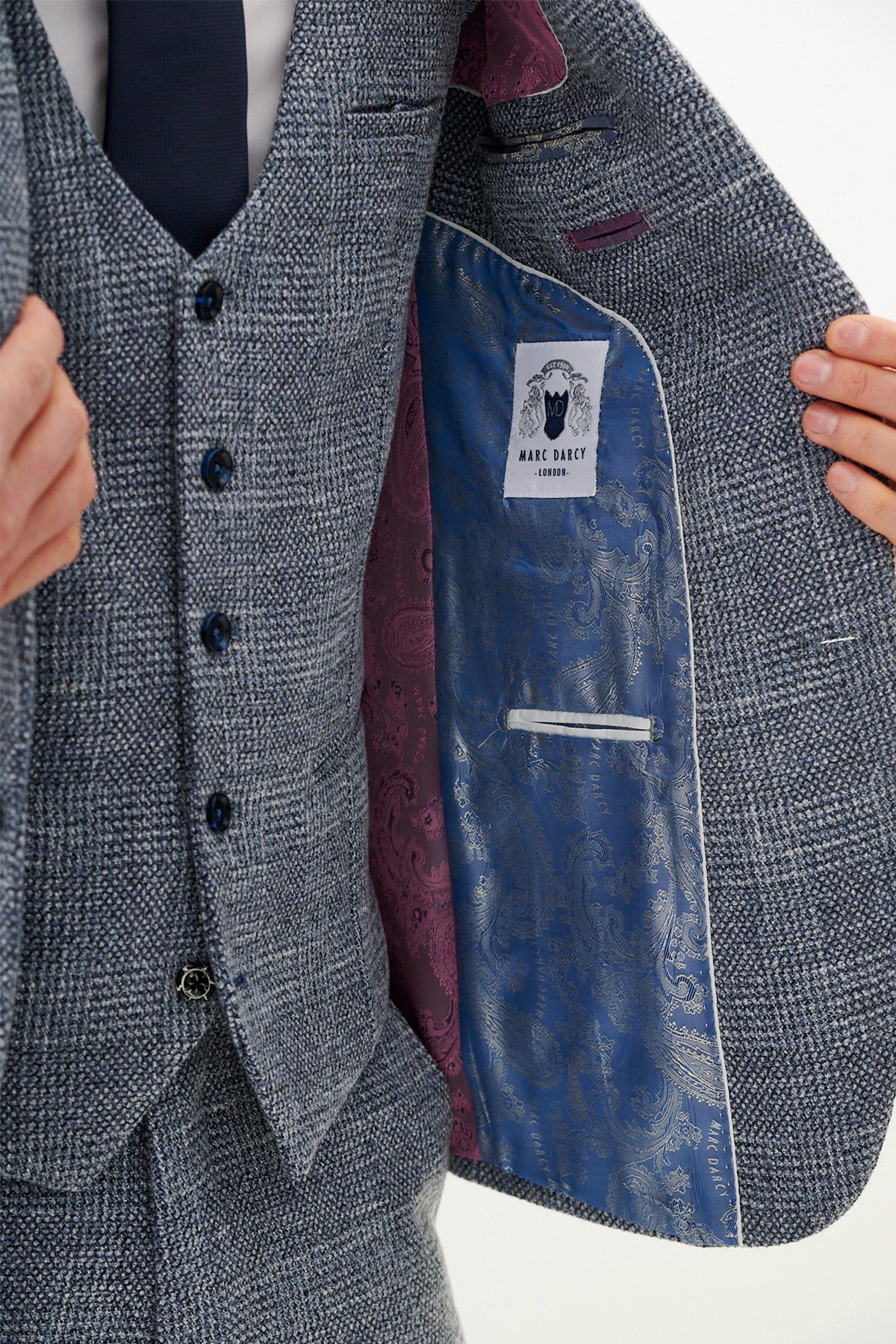 Official West Bromwich Albion F.C. Club Suit | KRIS Sky Blue Tweed Suit for Men - Perfect for Match Days, Weddings & Formal Events