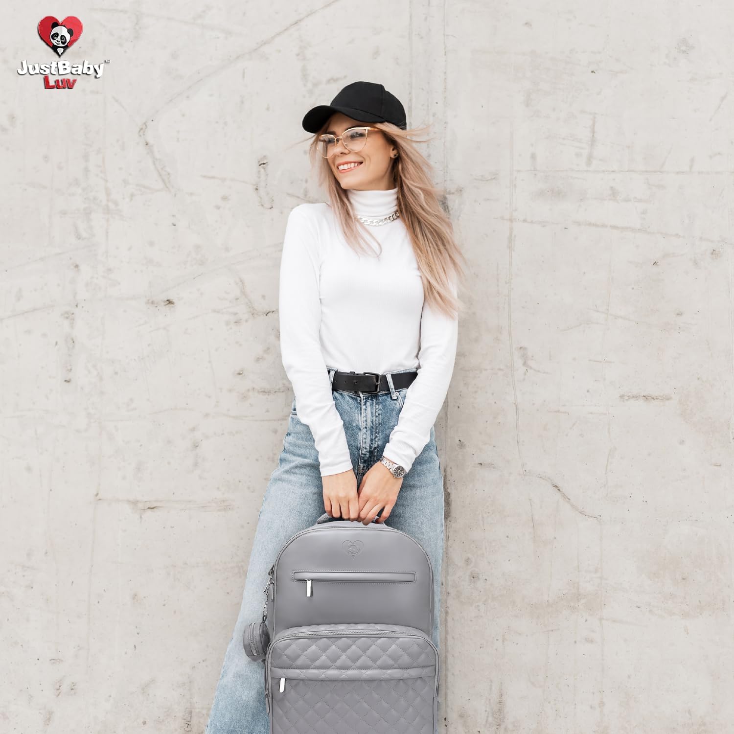 JustBaby Luv Premium Leather Diaper Backpack - 21 Pockets Baby Bag with USB Charging Port, Insulated Bottle Pockets & Changing Pad | Perfect for Travel, Daycare & On-the-Go Parents