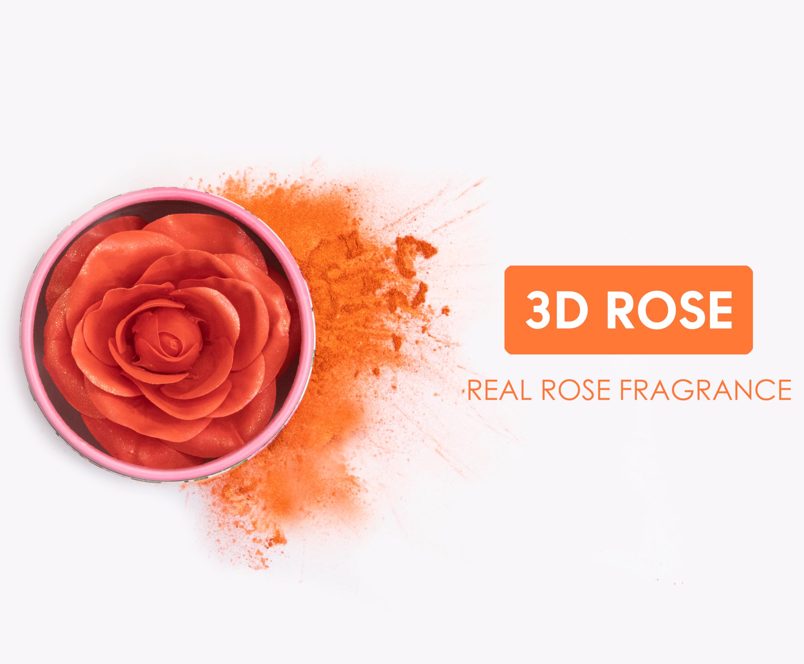 3D Rose Petal Makeup Blush - Highlighter & Gift Set | Rare Beauty Blush in Real Rose Flower Shape | Red & Orange Shades for Cheeks & Contouring | Perfect for Weddings, Parties & Everyday Glam