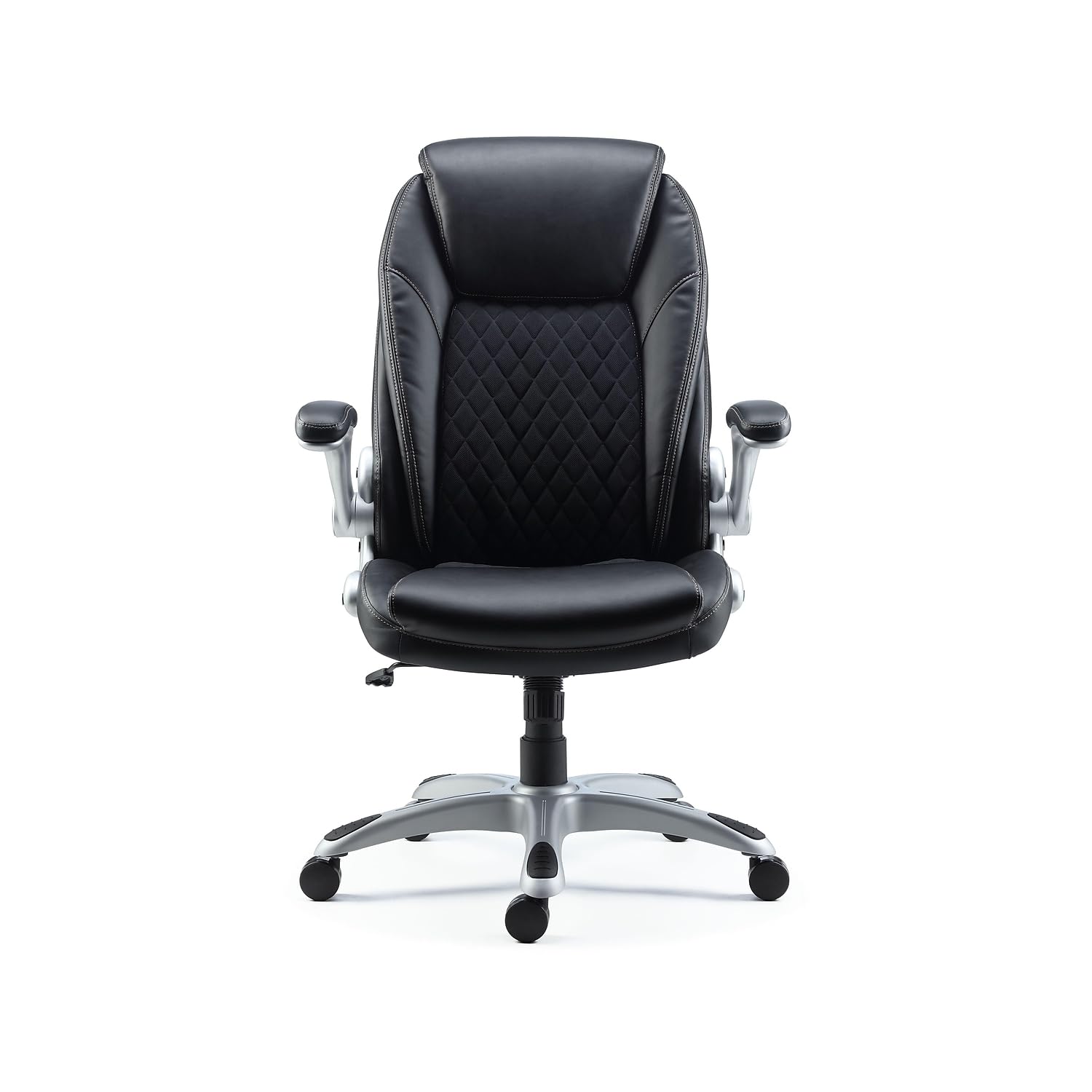Staples Sorina Black Bonded Leather Adjustable Office Chair with Plush Padding - Ergonomic Desk Chair with Lumbar, Arm & Head Support - Modern Executive Chair for Home Office, Gaming & Workspaces