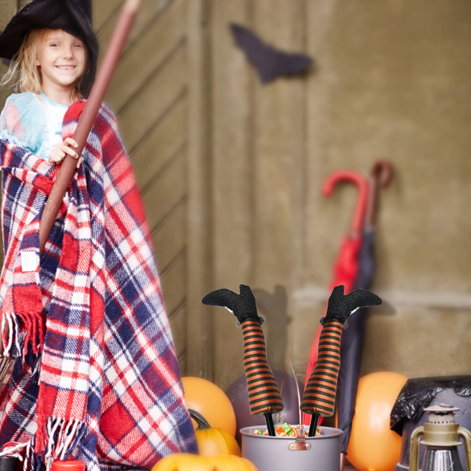 ninRYA Witches Legs with Stakes - Halloween Wicked Witch Leg Decorations for Outdoor, Lawn, Yard & Patio - Spooky Party Props for Halloween Decorations (Perfect for Front Yard Displays & Haunted House Themes)