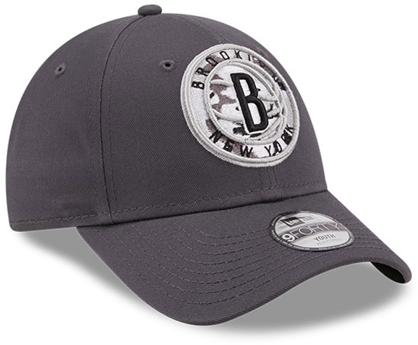 New Era Kids 9Forty Brooklyn Nets Graphite NBA Adjustable Snapback Cap - Perfect for Basketball Games, School, and Outdoor Activities