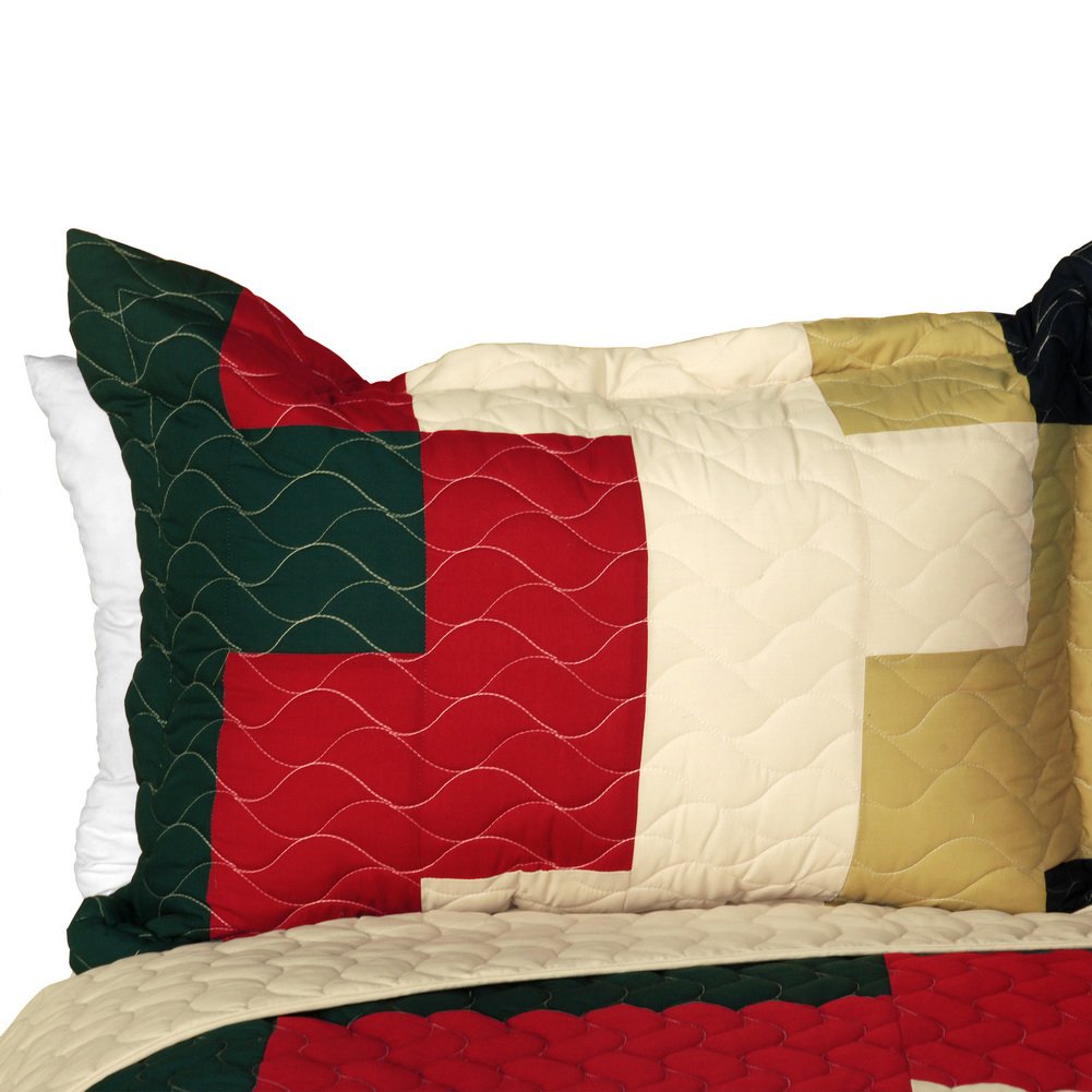 Santa Baby 3PC Vermicelli Quilted Patchwork Quilt Set - Full/Queen Size Bedding for Cozy Winter Nights & Home Decor