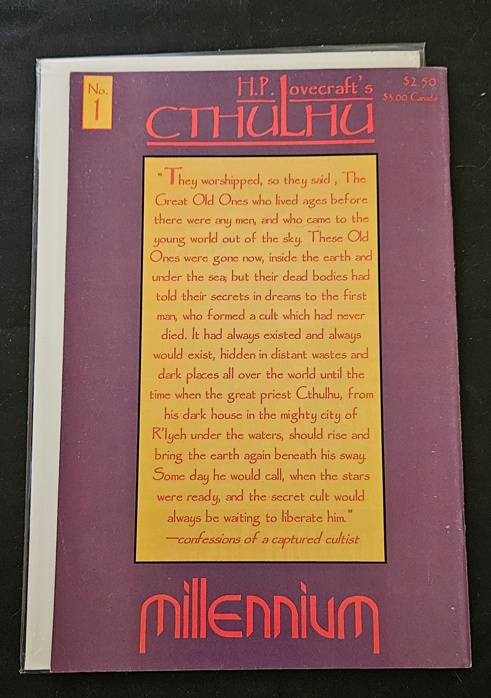 H.P. Lovecraft's Cthulhu #1 Comic Book - Millennium Comics 1991 Edition - Collectible Horror Graphic Novel for Fans & Collectors - Perfect for Halloween Decor & Comic Book Displays