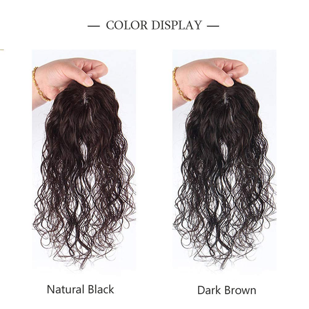 RemeeHi Remy Human Hair Clip-In Hair Topper for Thinning Hair - Handmade 7x10 Dark Brown Toupee (25cm) - Natural Curl Hairpiece for Women - Perfect for Daily Wear, Parties & Special Occasions