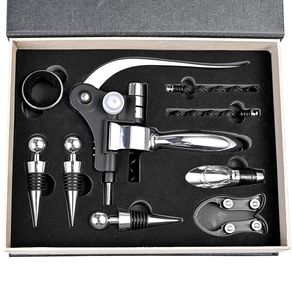 Premium 9-Piece Wine Opener Set with Corkscrew & Accessories - Elegant Gift Box for Wine Lovers | Perfect for Dinner Parties, Weddings & Home Bars