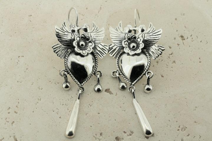 Love Birds with Flower & Heart Drop Earrings - Romantic Dangle Earrings for Women - Perfect for Valentine's Day, Anniversary & Date Night Gifts