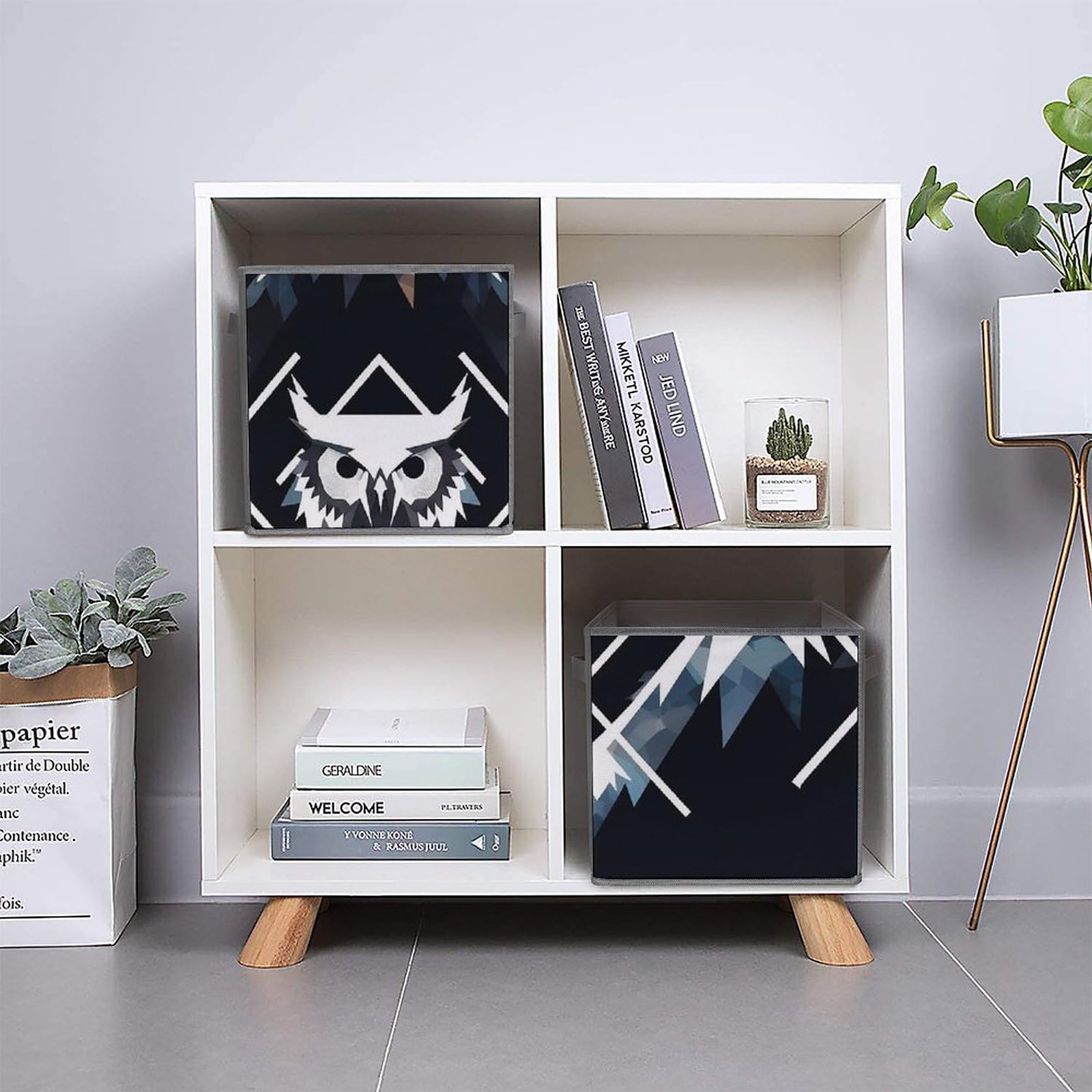Peaks Owl Storage Bins 6-Pack Collapsible Fabric Baskets with Handles - Large Closet Organizer for Clothes, Toys & Home Organization | Perfect for Bedroom, Nursery & Pantry Storage