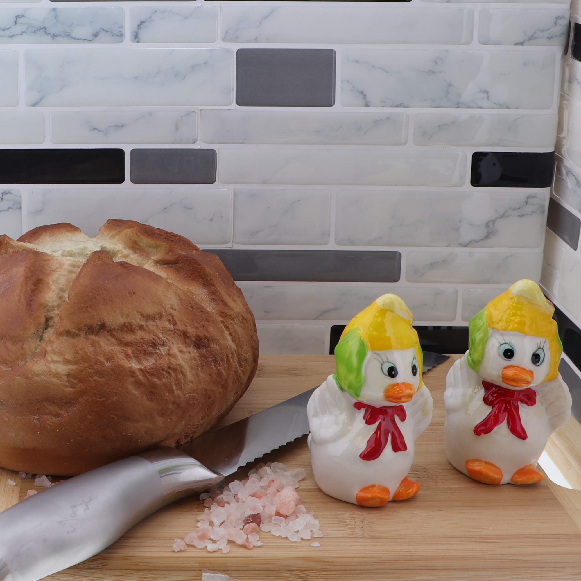 Fun Duck Salt and Pepper Shakers Set with Basket - Cute Corn Hat Design - Perfect for Kitchen Decor, Housewarming Gifts & Farmhouse Themed Dining
